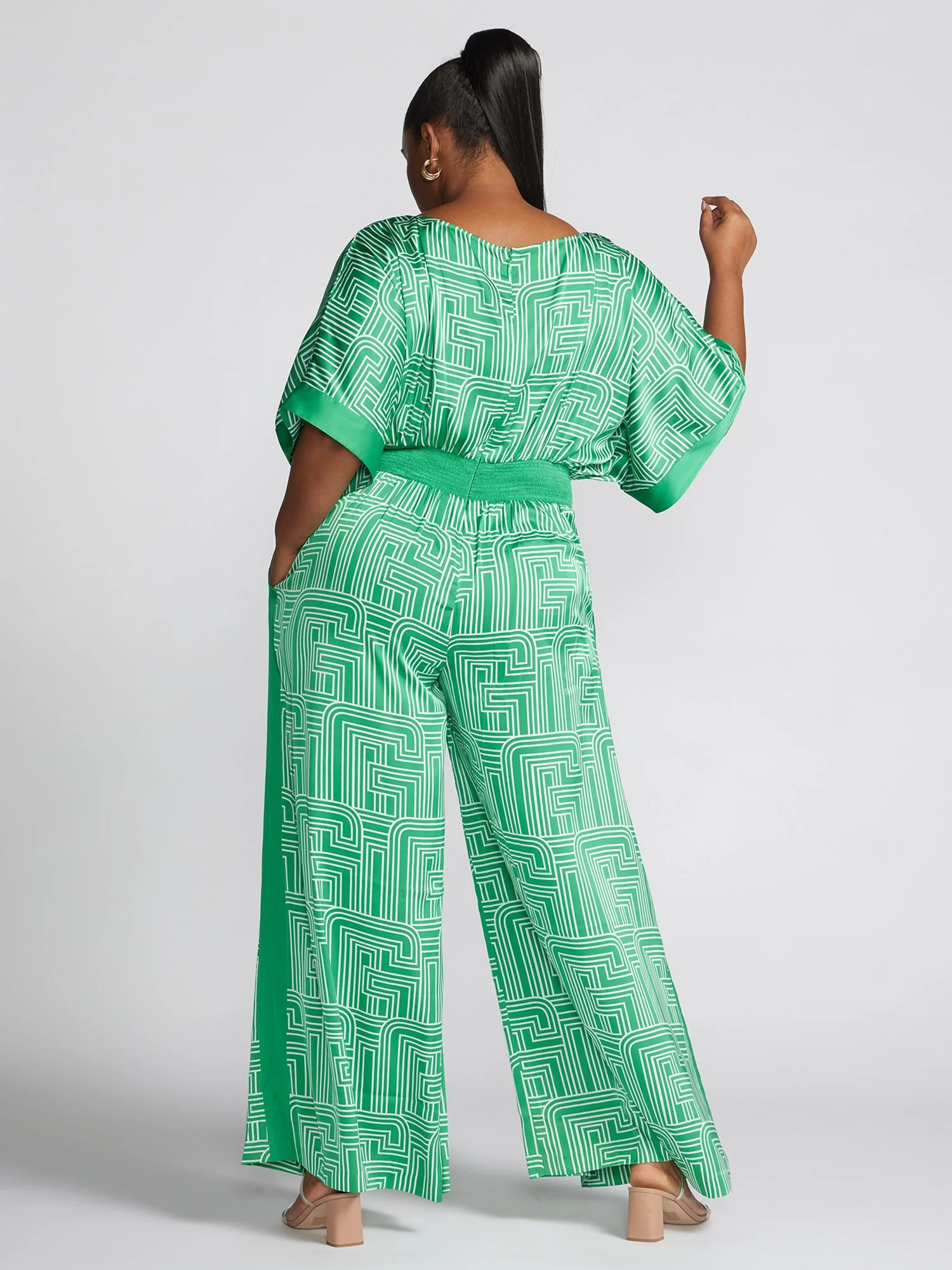 Adah Geometric Print Wide Leg Jumpsuit - Image 2