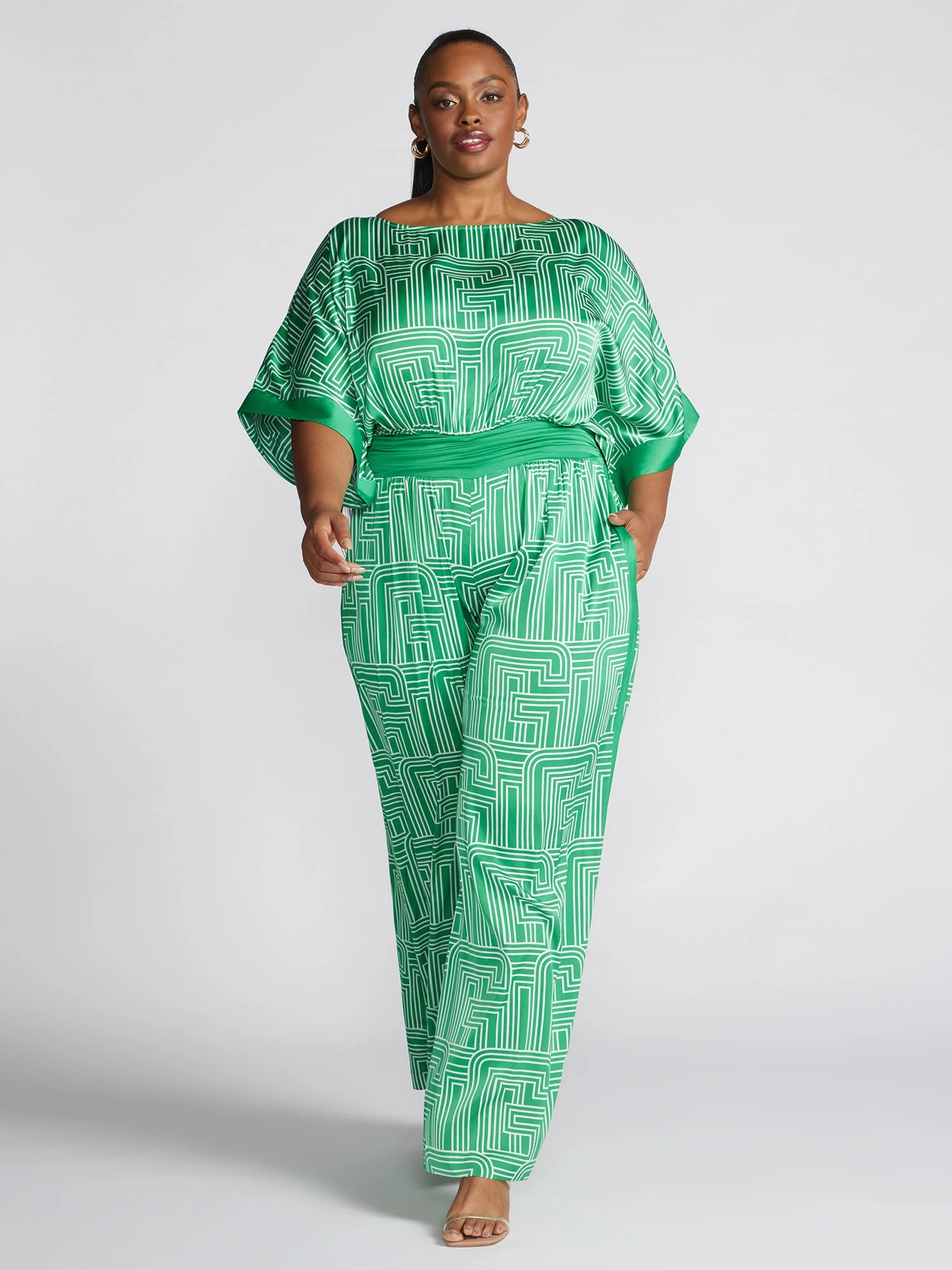 Adah Geometric Print Wide Leg Jumpsuit - Image 4