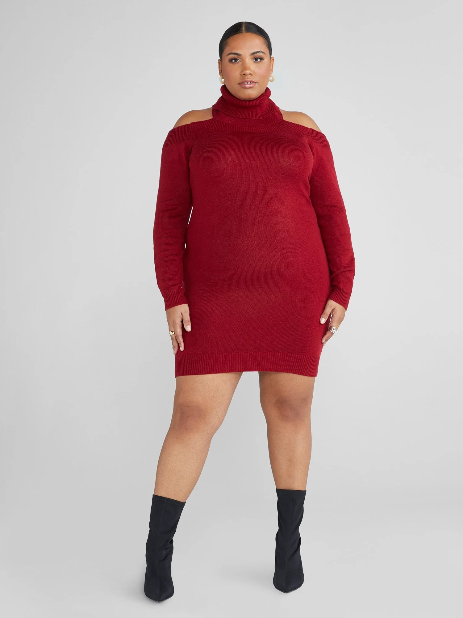 Adela Cold Shoulder Turtleneck Sweater Dress - Image 5