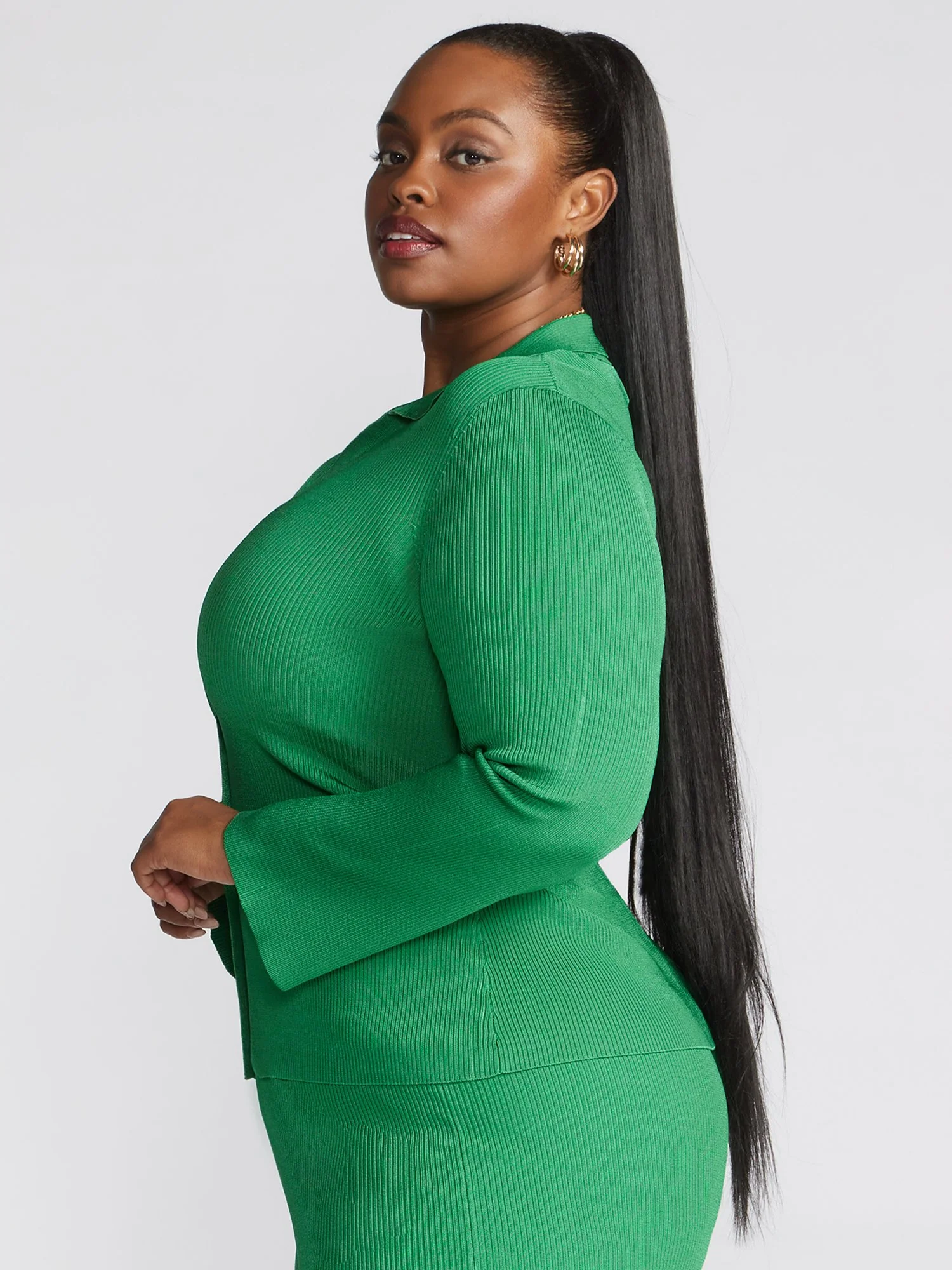 Akhzari Ribbed Knit Button Front Top - Image 3