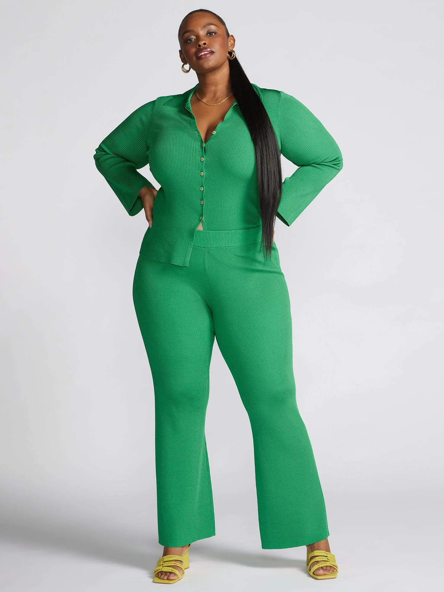 Akhzari Ribbed Knit Button Front Top - Image 5