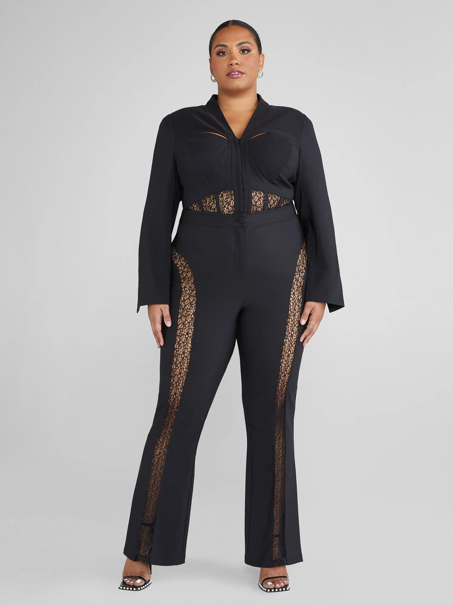 Alexandra Lace Detail Flare Leg Pants - Image 3