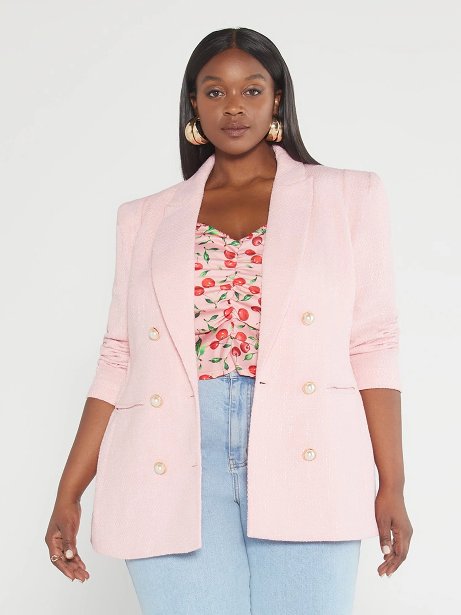 Amara Double Breasted Tweed Blazer - Image 2