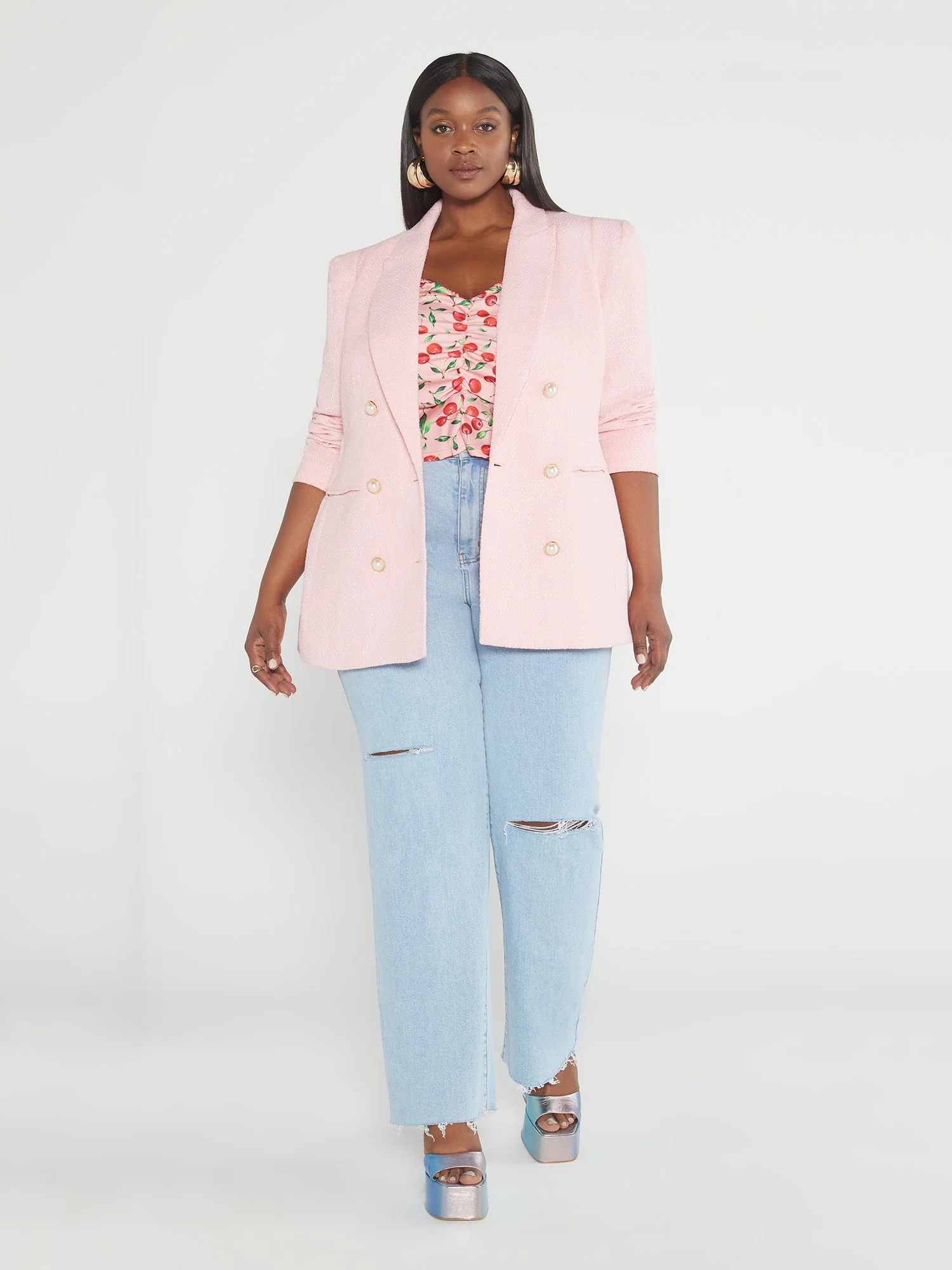 Amara Double Breasted Tweed Blazer - Image 3