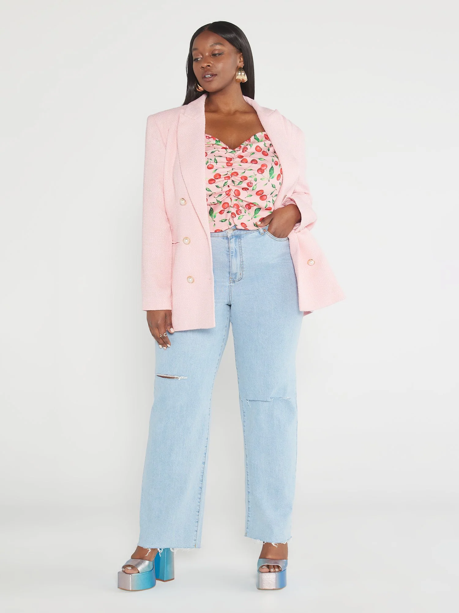 Amara Double Breasted Tweed Blazer - Image 5