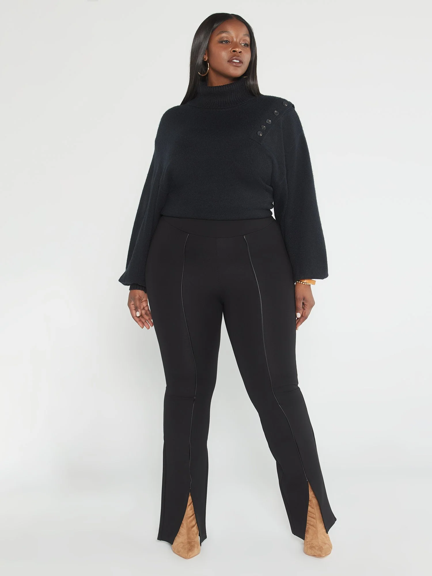 Analisa Faux Leather Trim Ponte Knit Pants - Image 2