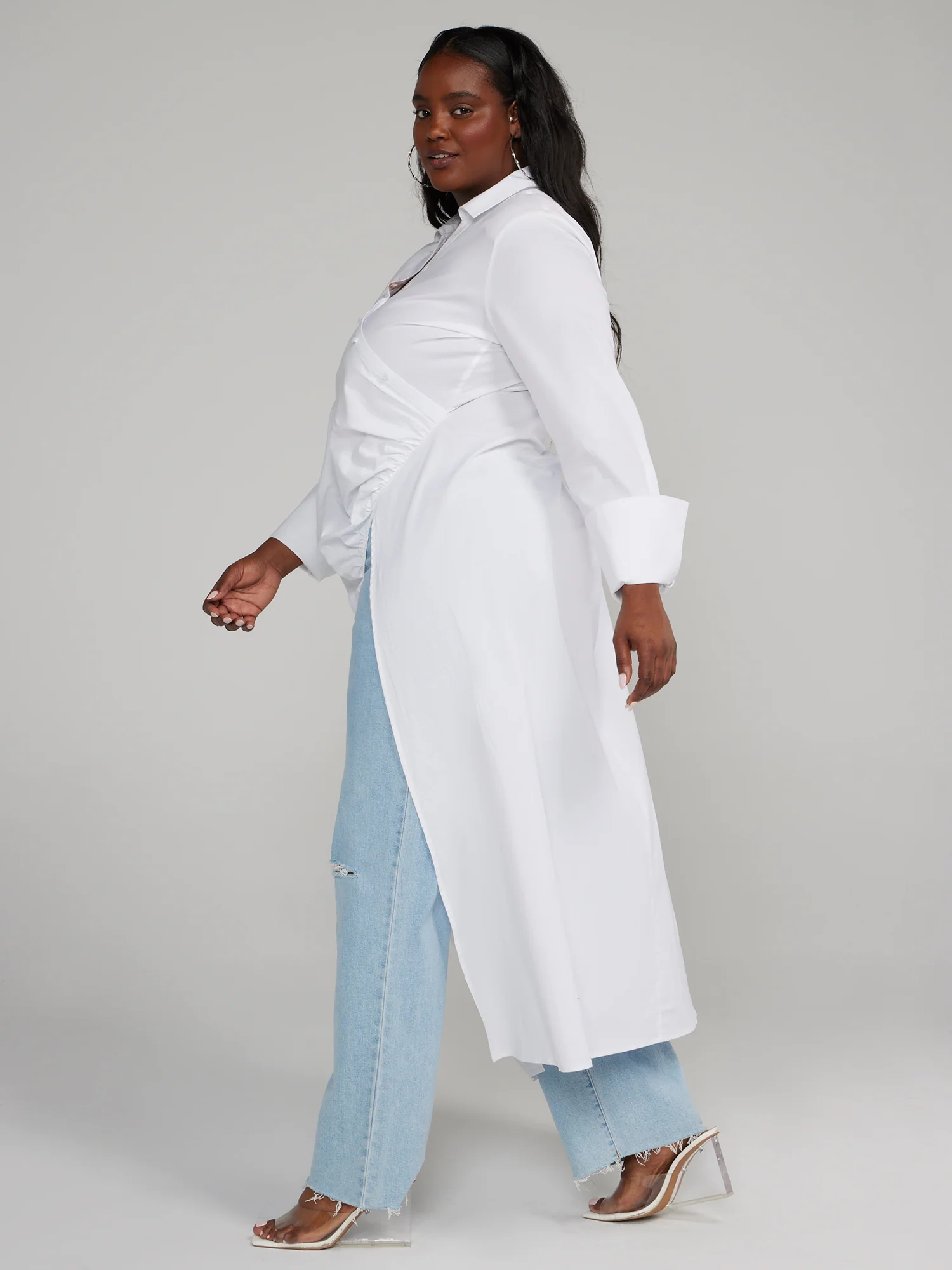 Asymmetrical Button-Down Maxi Length Shirt - Image 2