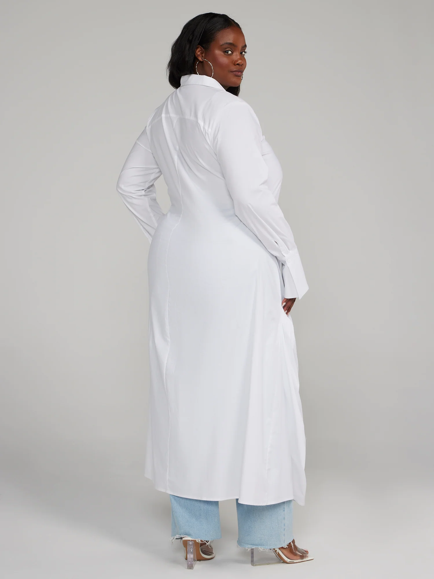 Asymmetrical Button-Down Maxi Length Shirt - Image 3