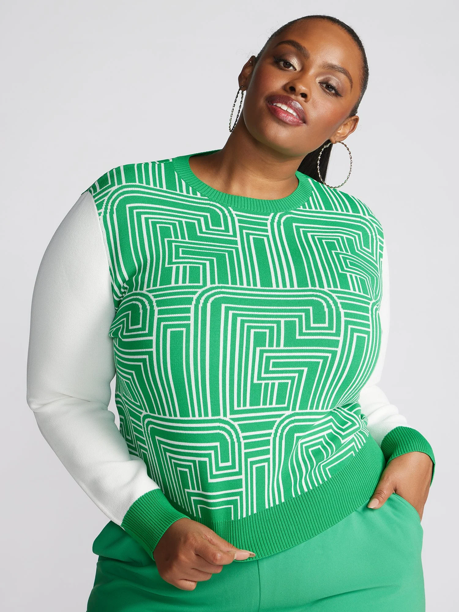 Bakari Geometric Print Jacquard Sweater - Image 4
