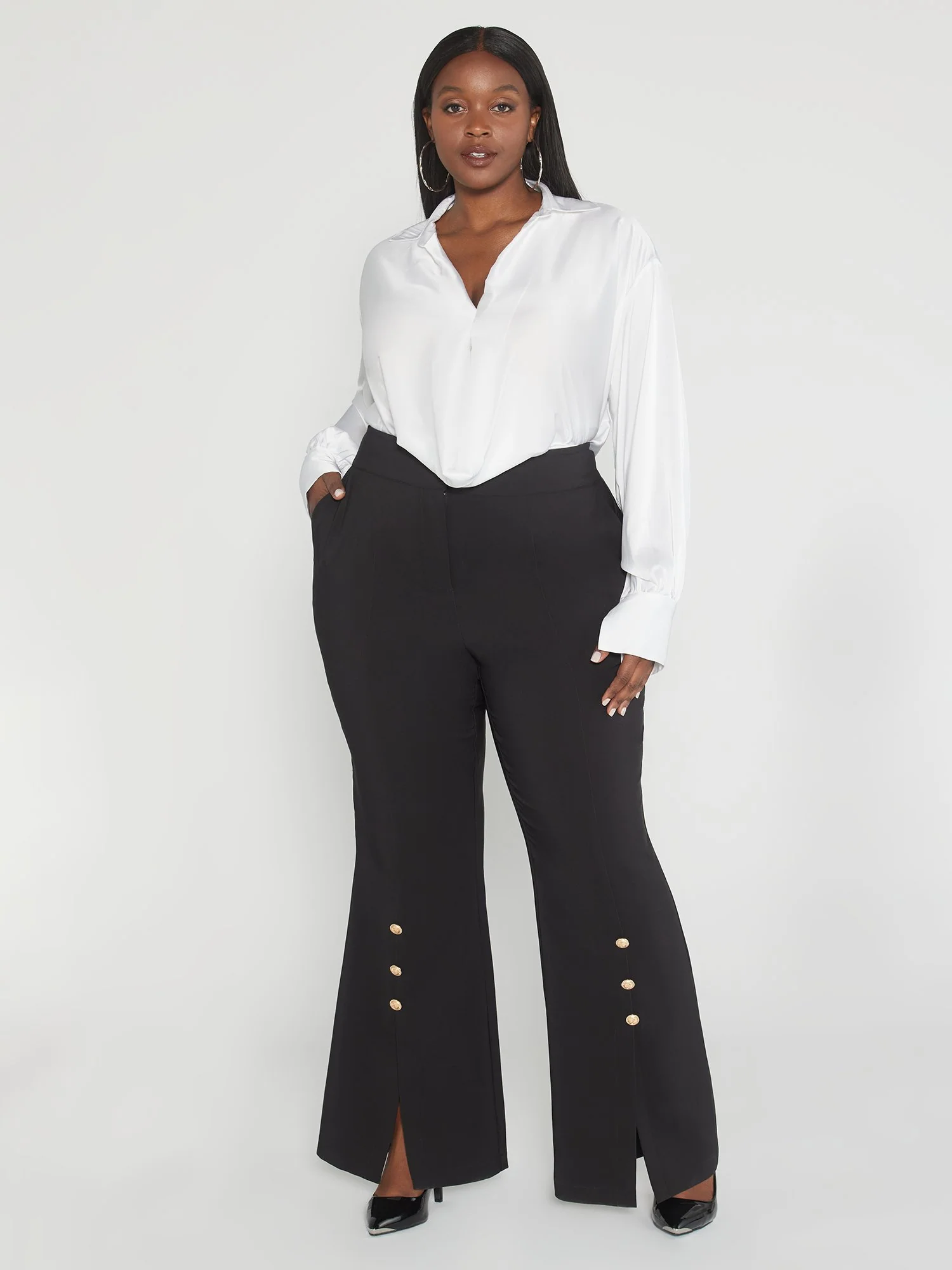 Bernadette Split Hem Flare Leg Pants - Image 2