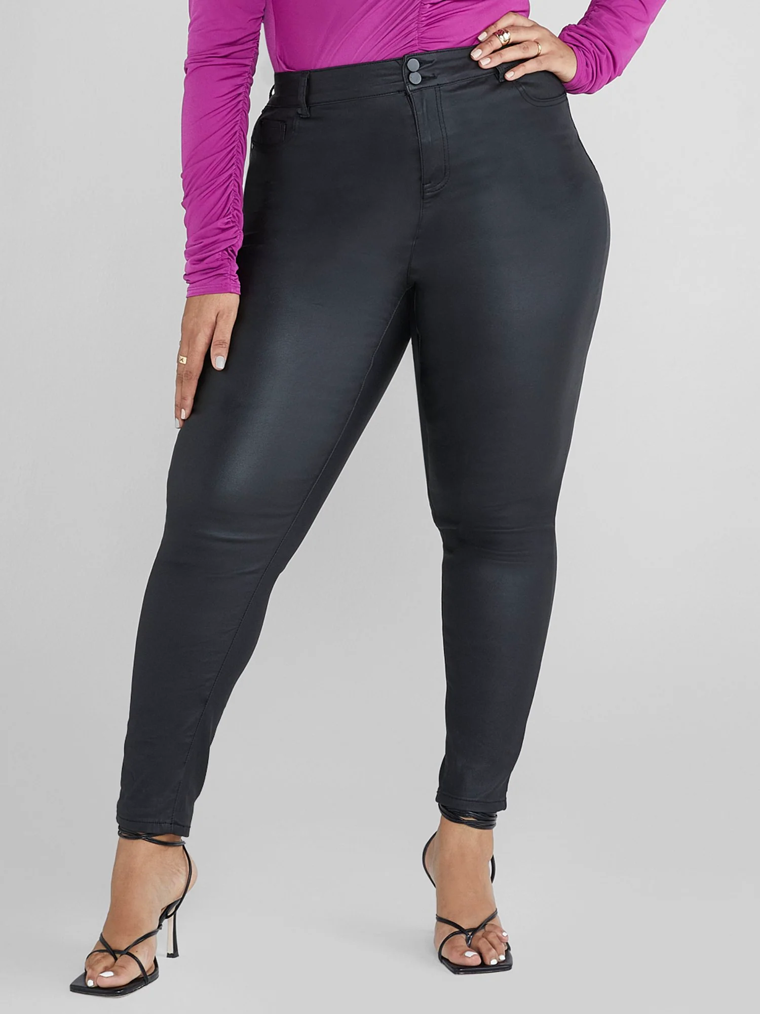 Deanna Coated Texture Faux Leather Pants - Image 2