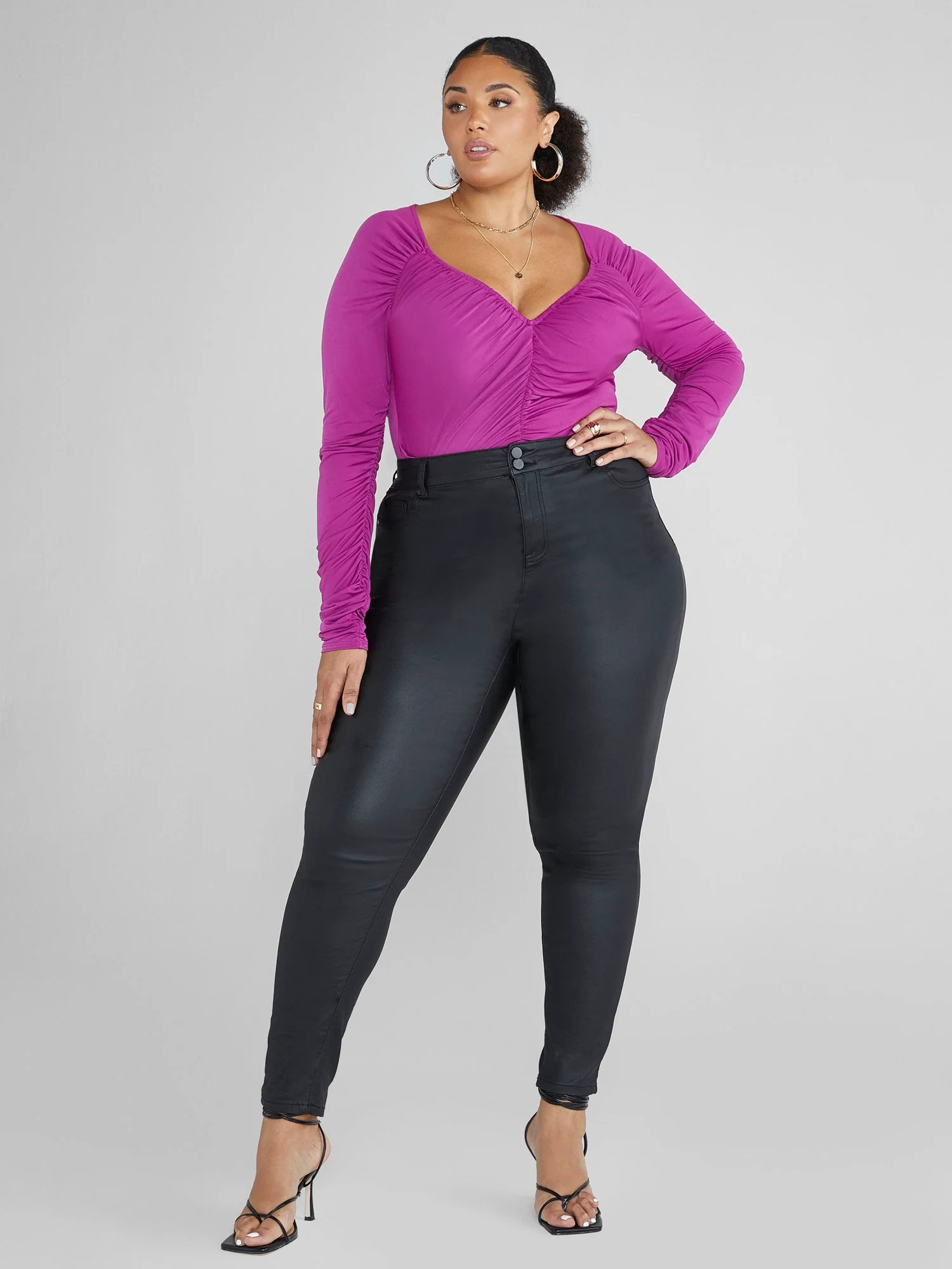 Deanna Coated Texture Faux Leather Pants - Image 3