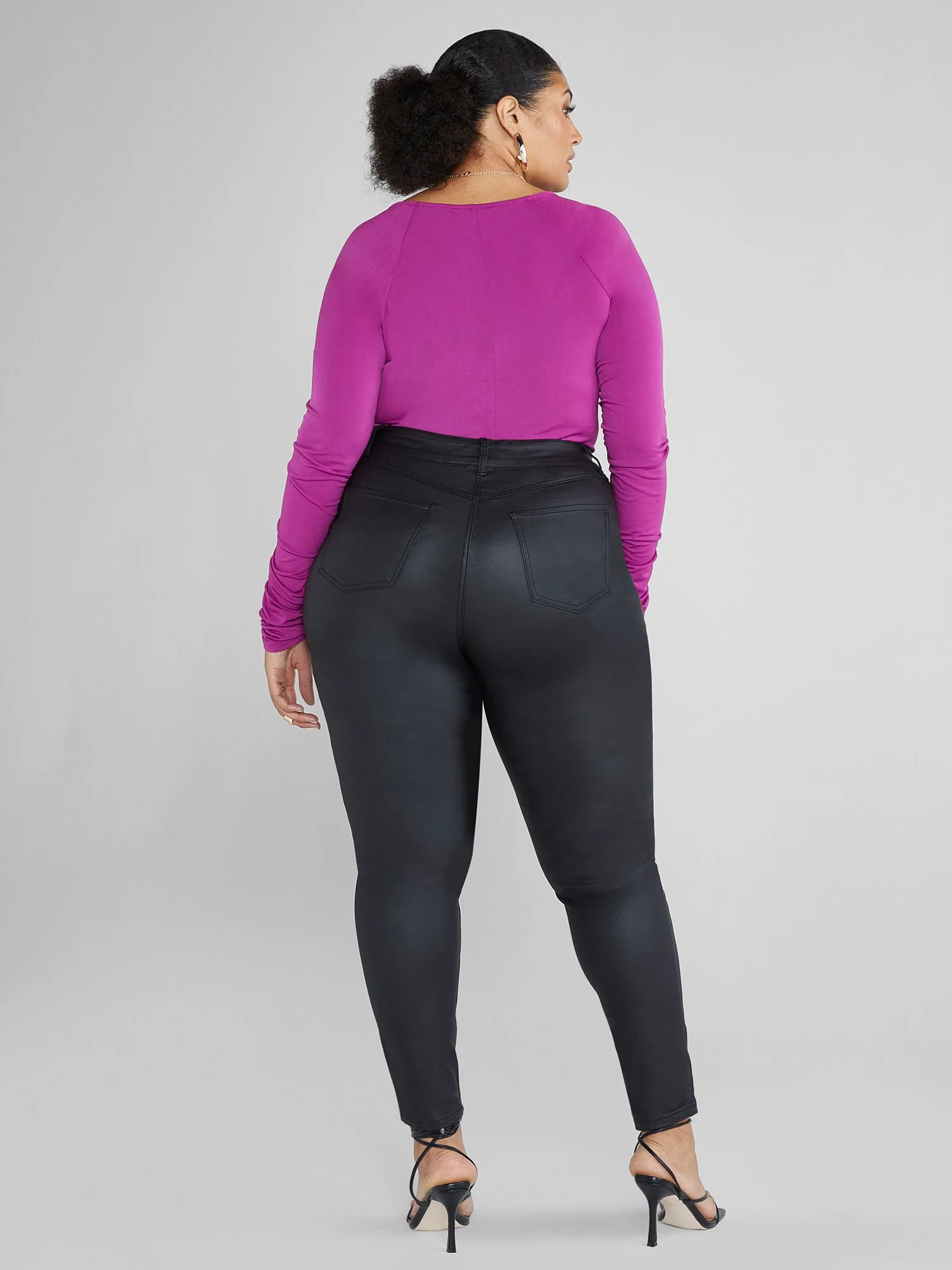 Deanna Coated Texture Faux Leather Pants - Image 4