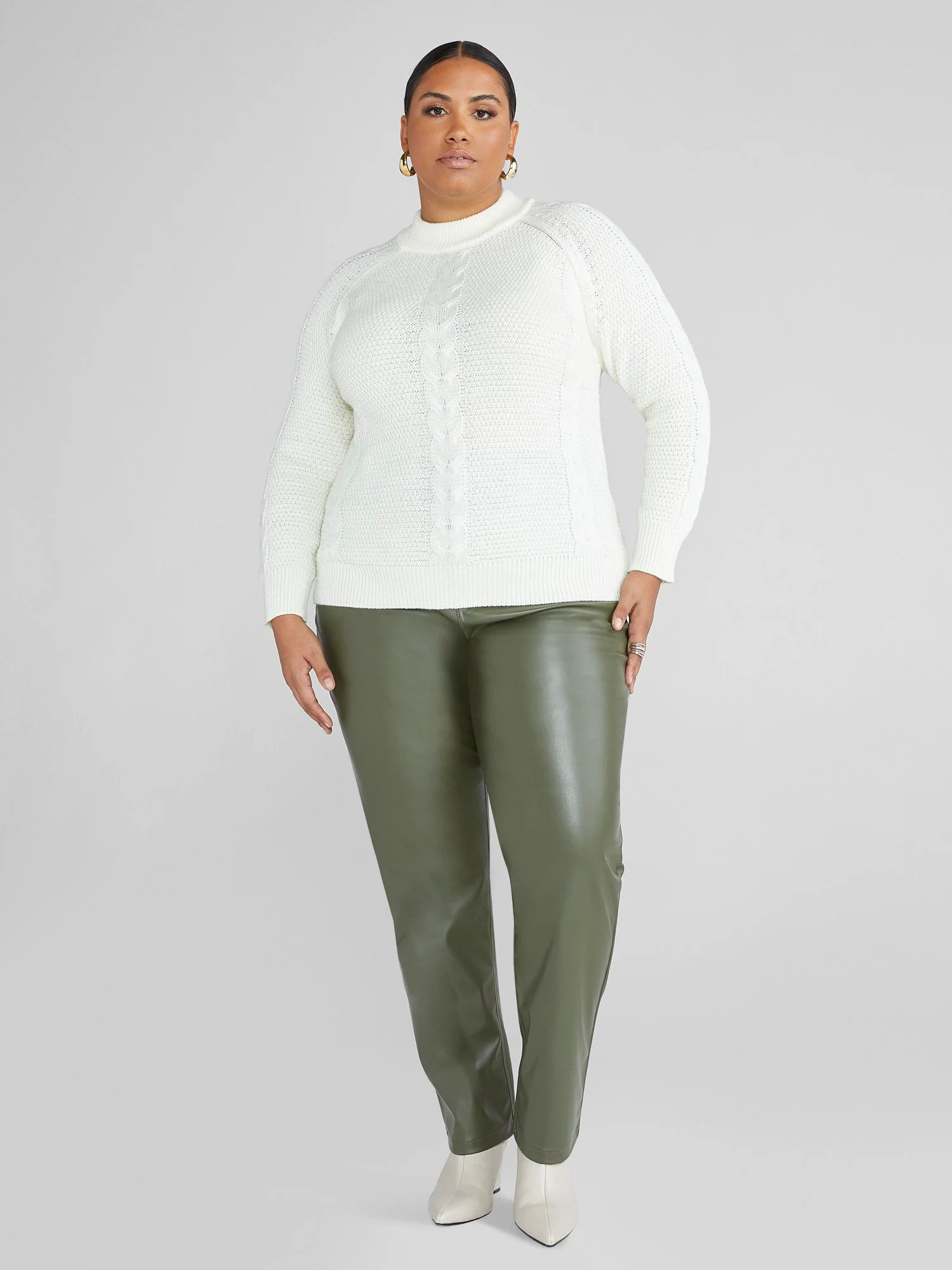 Evelyn Mockneck Cable Knit Sweater - Image 3