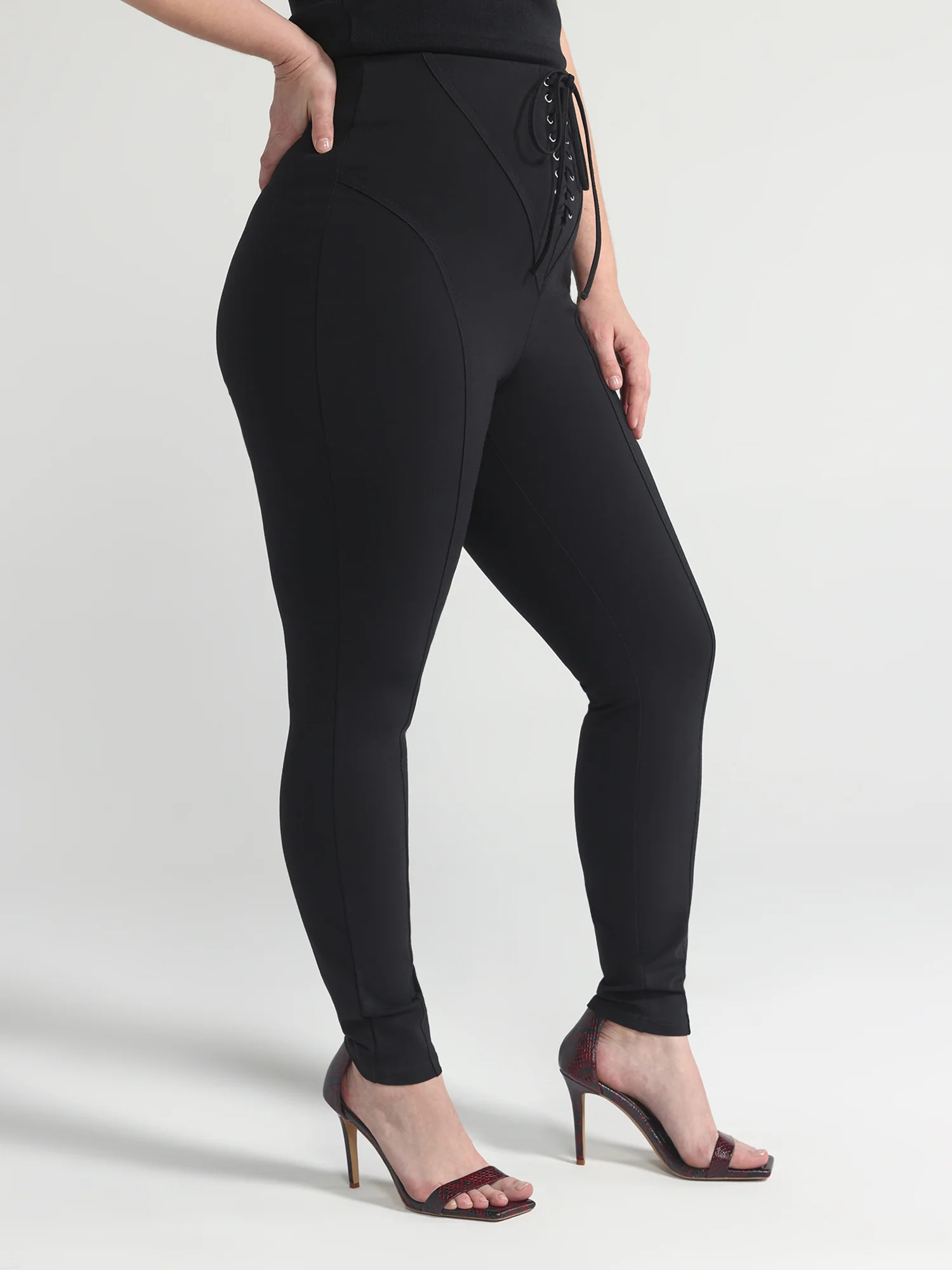 Gracie Lace-up Ponte Knit Leggings - Image 2