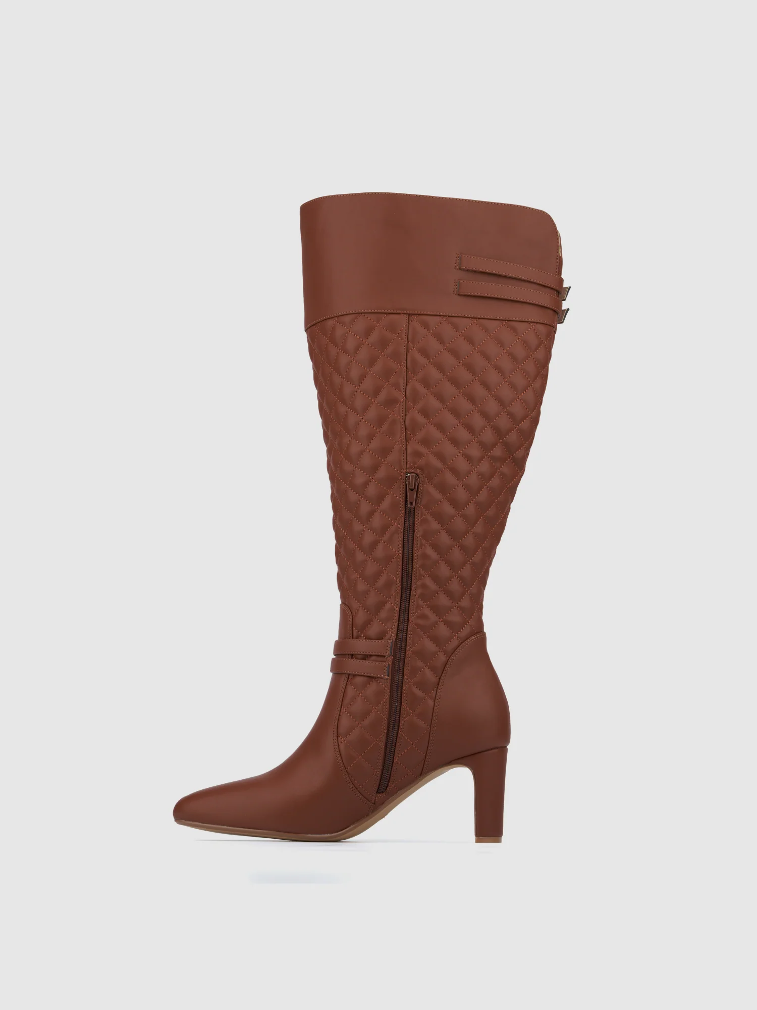 Halen Wide Calf Quilted Boot with Belt Detail - Image 15