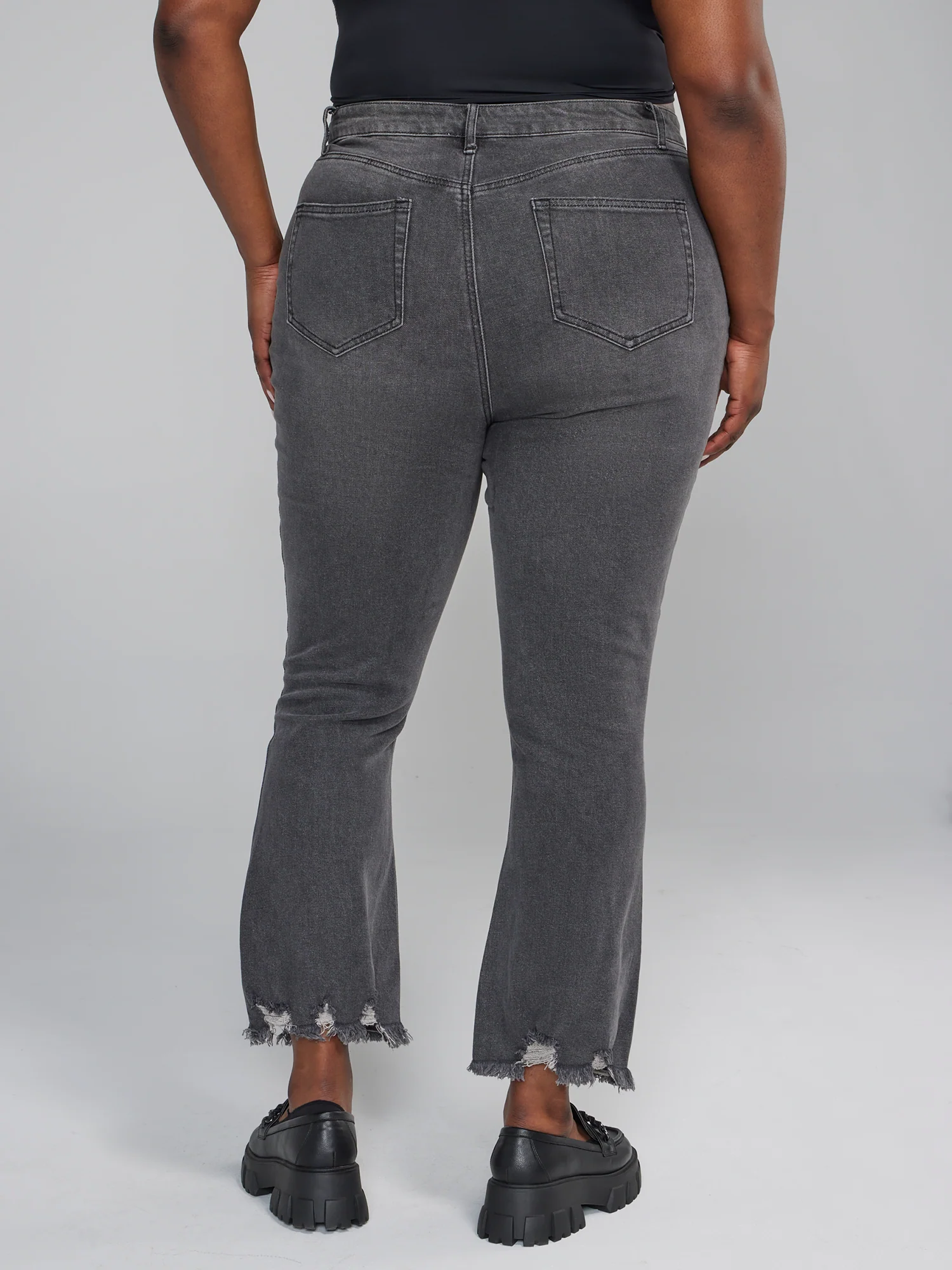 High Rise Destructed Flare Jeans - Image 3