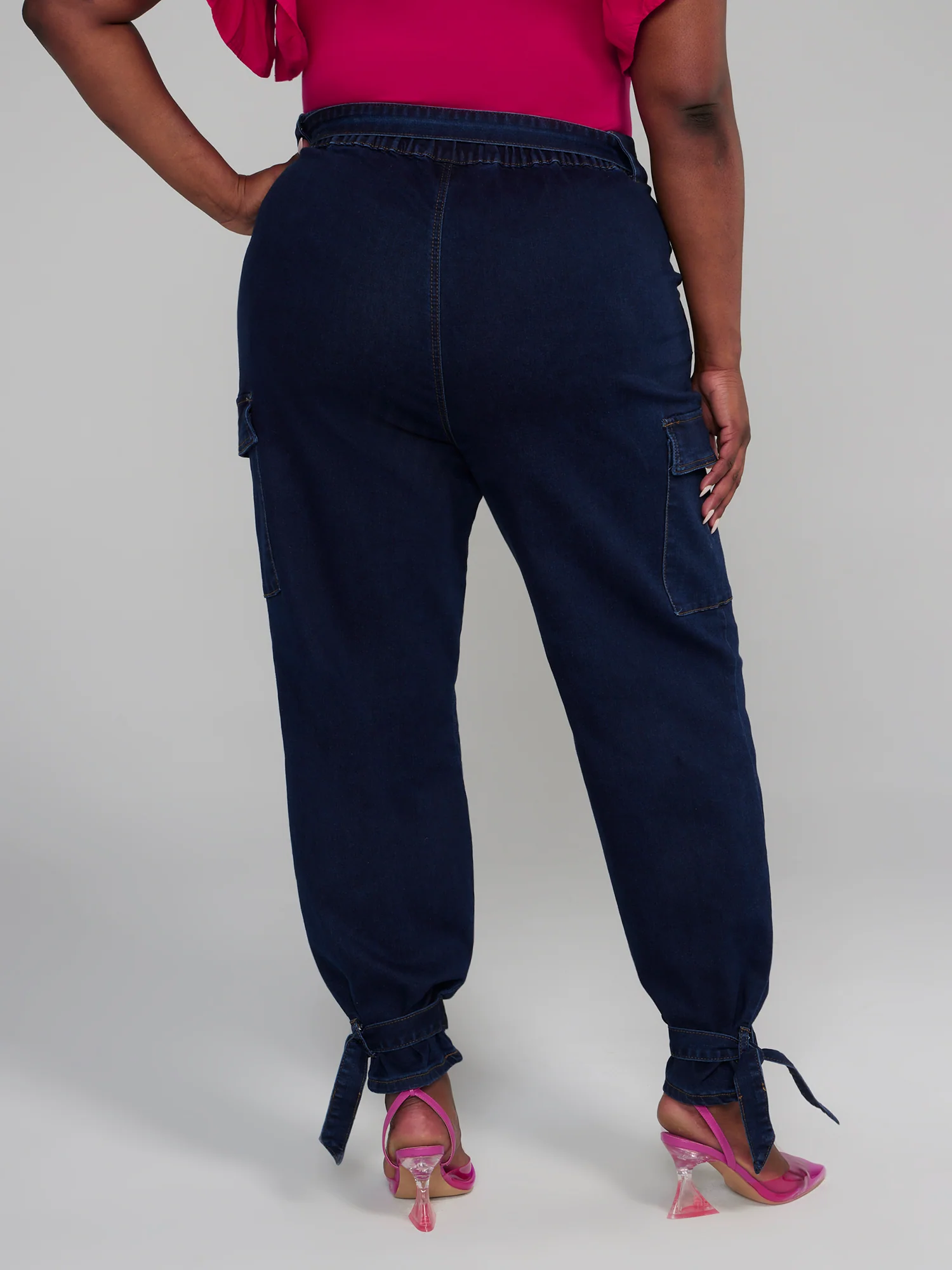 High Rise Jogger Style Cargo Jeans - Image 3