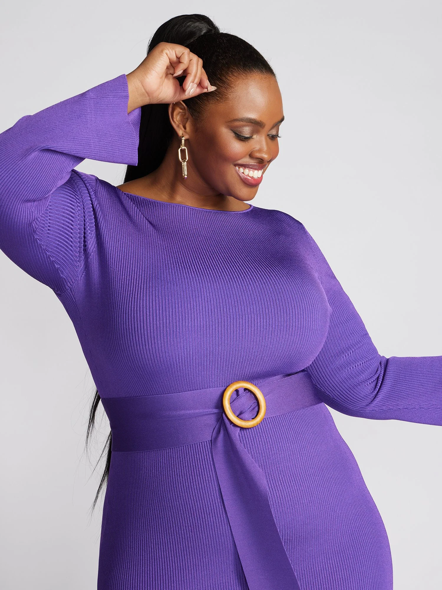 Ionantha Belted Maxi Sweater Dress - Image 4