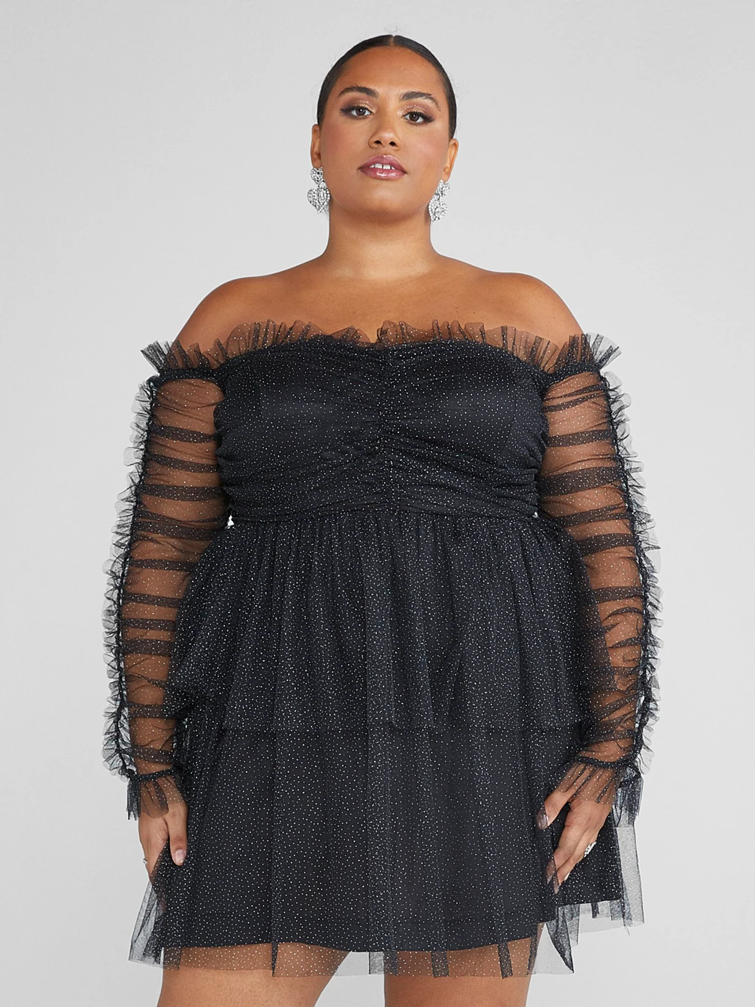 Janessa Off-The-Shoulder Shimmer Party Dress - Image 2