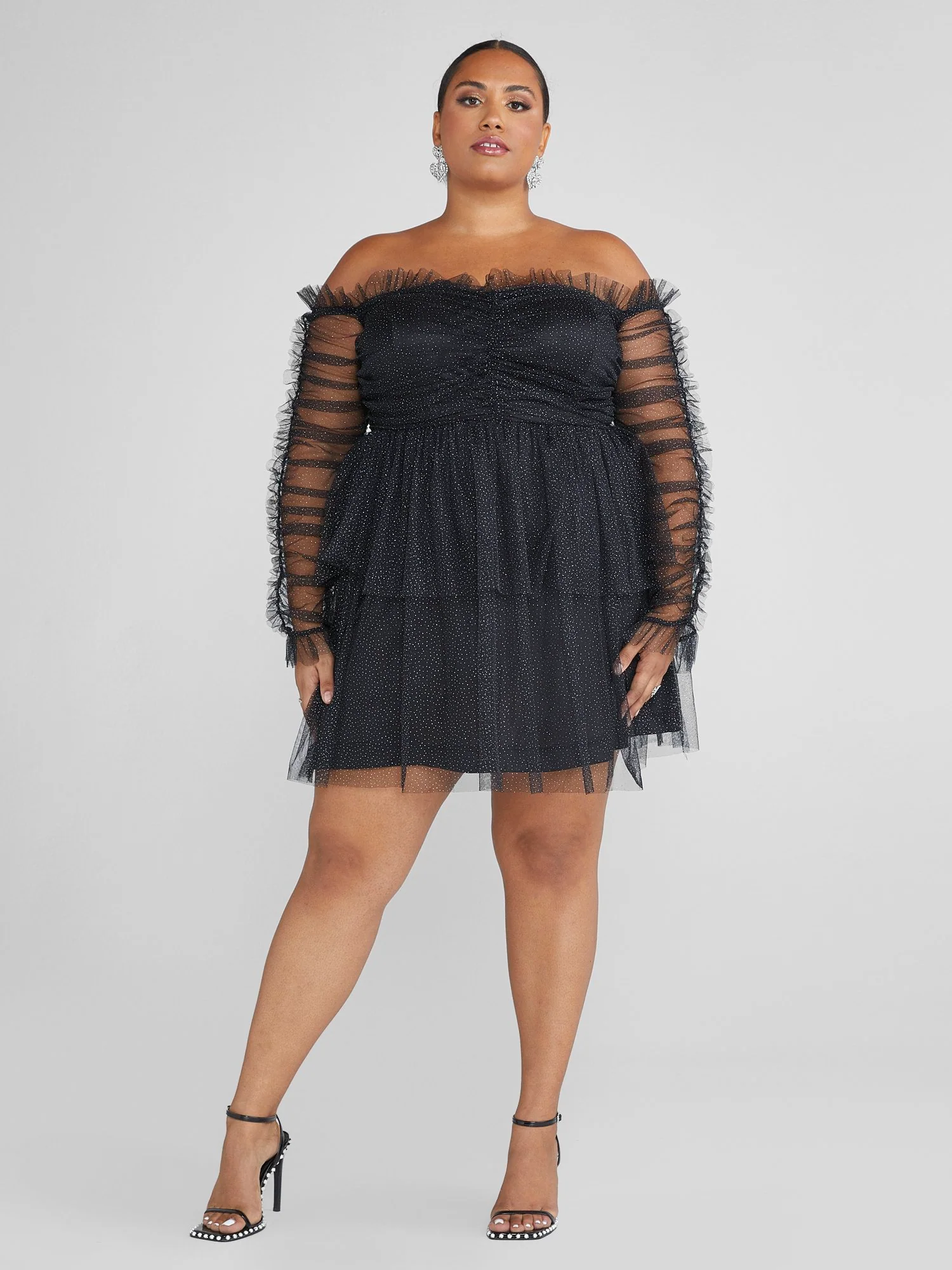 Janessa Off-The-Shoulder Shimmer Party Dress - Image 3