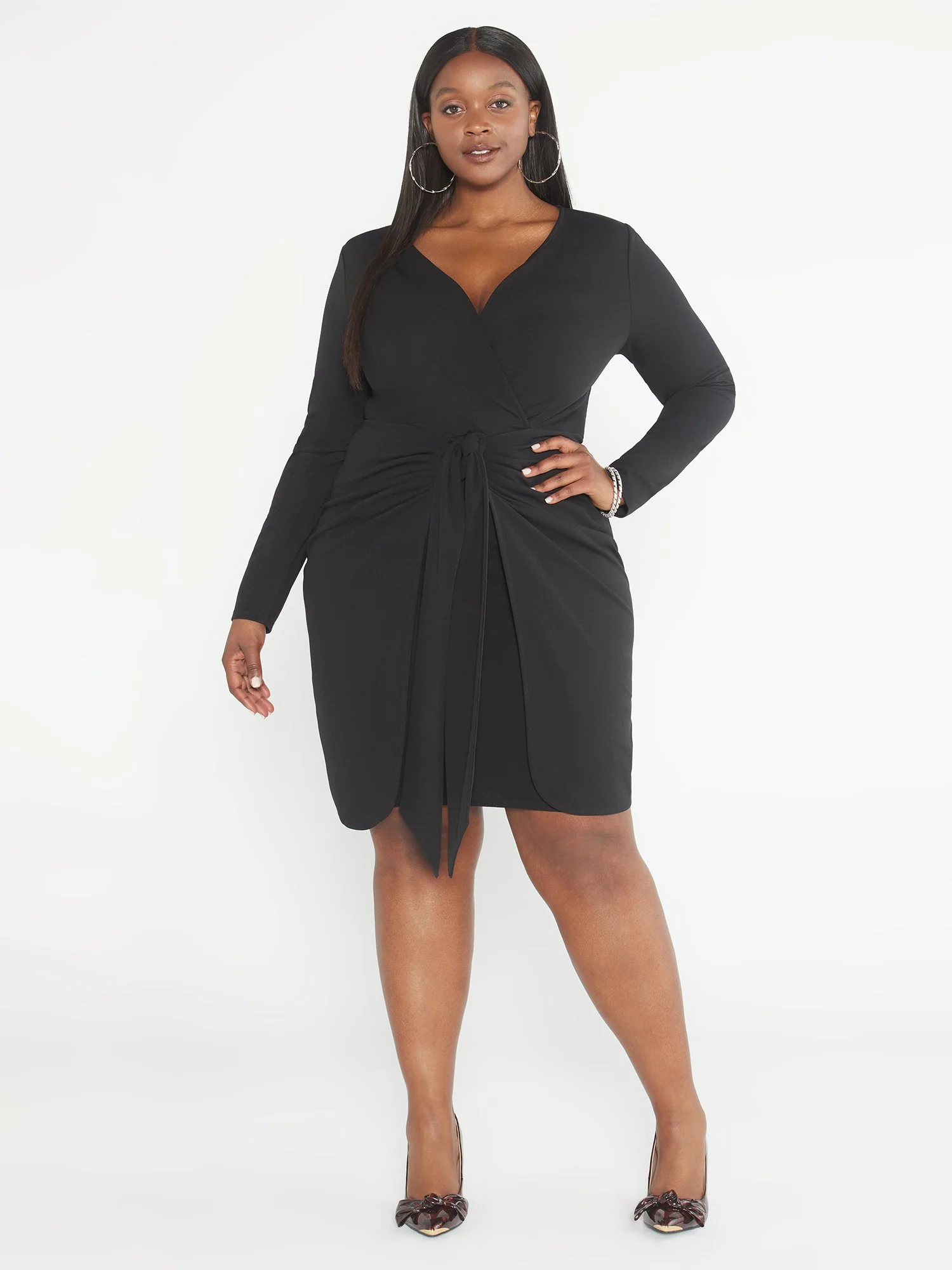 Jenna Tie Front Faux Wrap Dress - Image 2