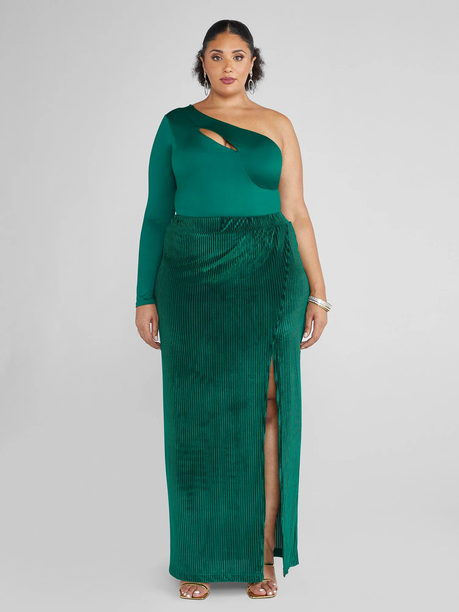 Kensie High Slit Velvet Maxi Skirt - Image 3