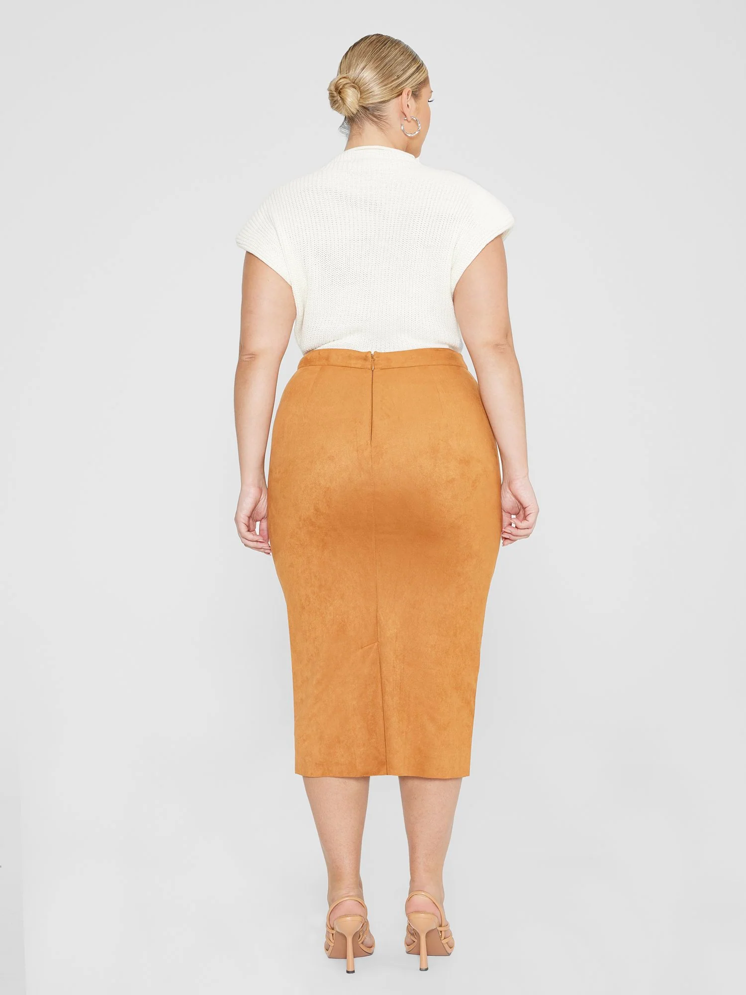 Layla Faux Suede Grommet Detail Midi Skirt - Gabi Fresh x FTF - Image 4