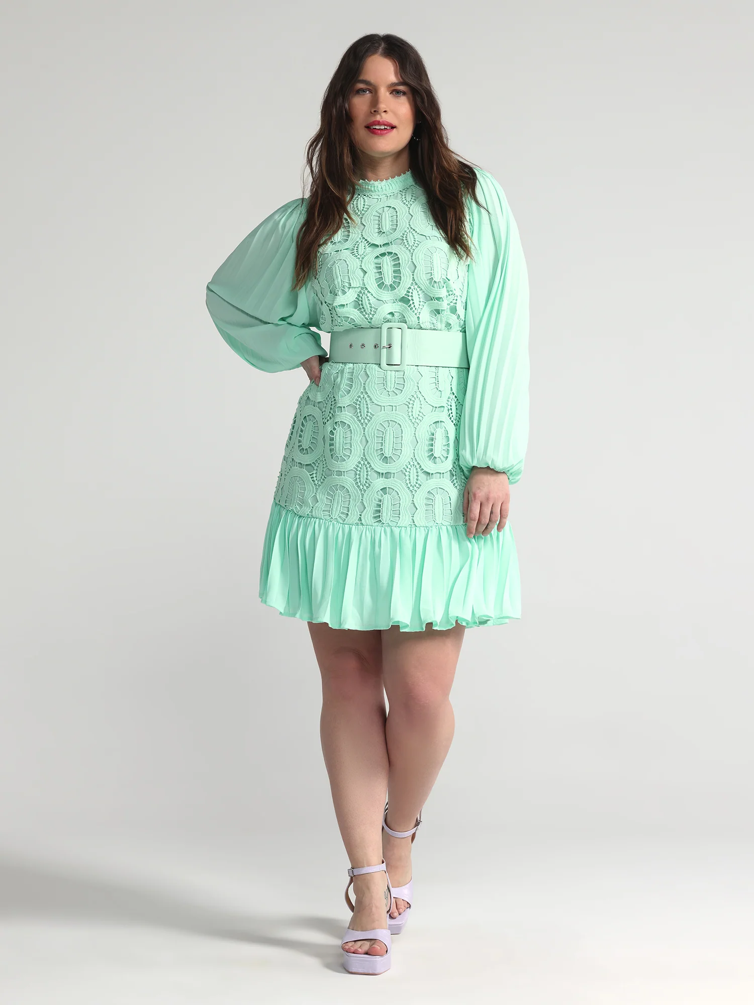 Lisbeth Crochet Lace Belted Dress