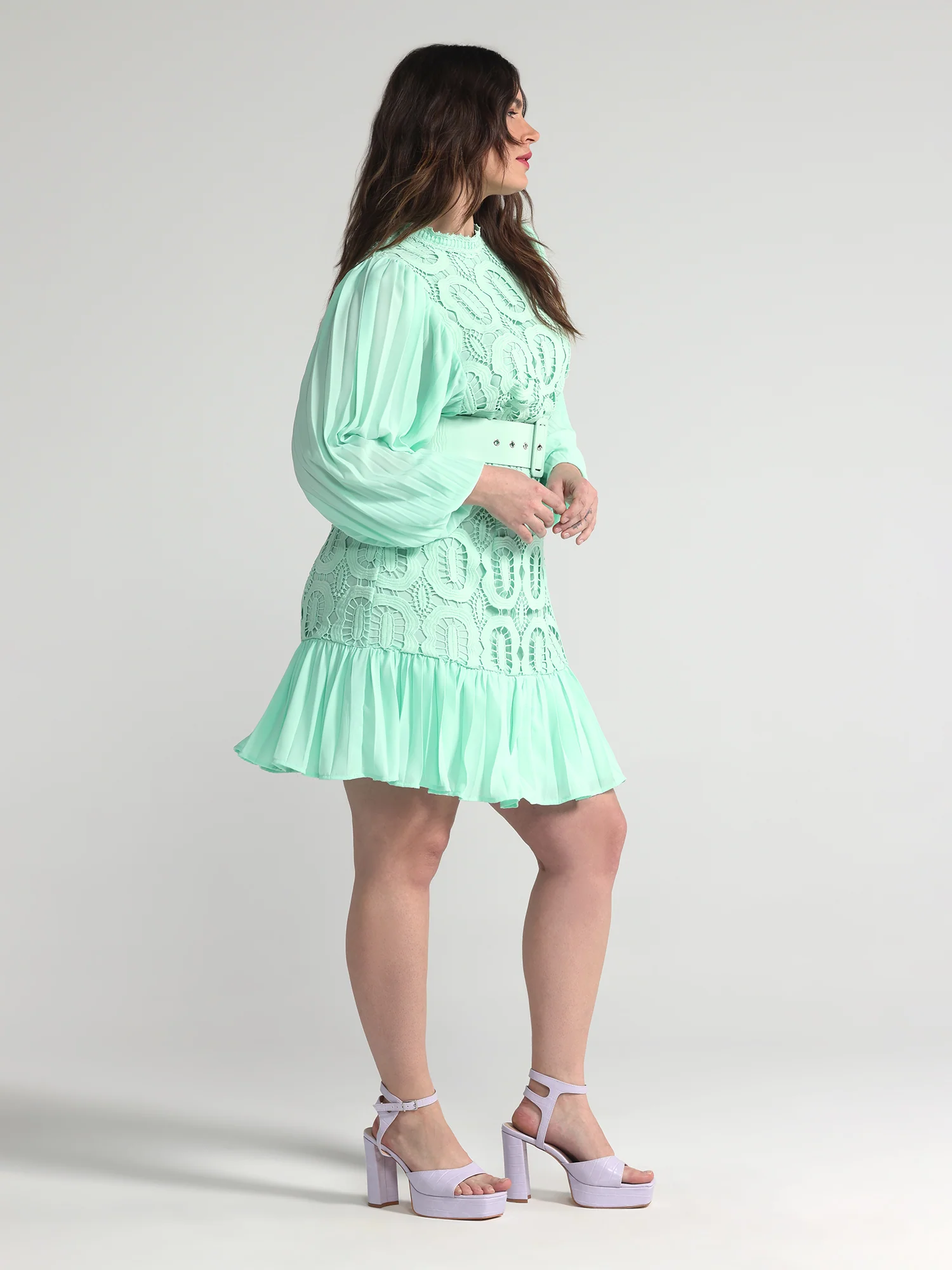 Lisbeth Crochet Lace Belted Dress - Image 2