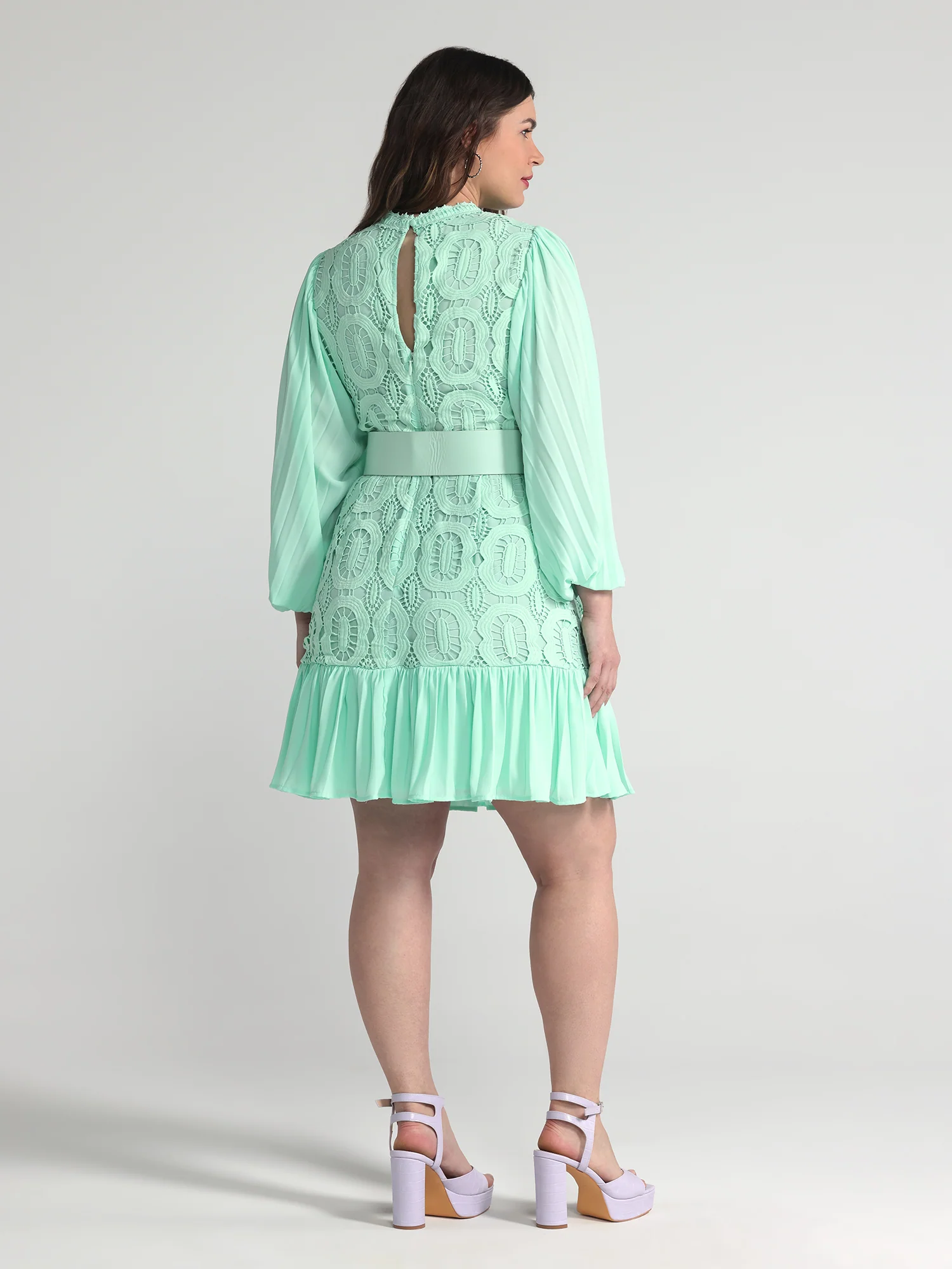 Lisbeth Crochet Lace Belted Dress - Image 3