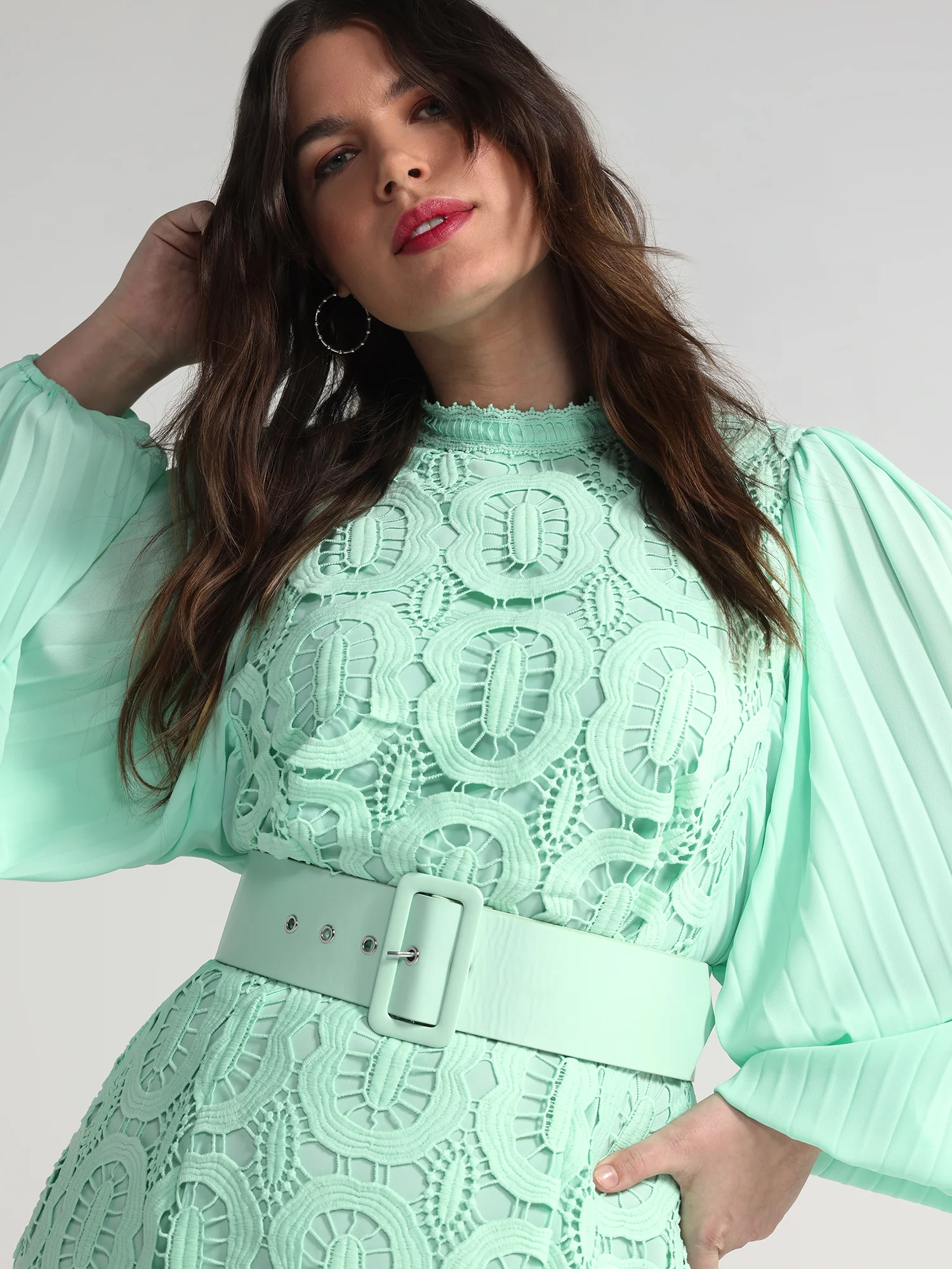 Lisbeth Crochet Lace Belted Dress - Image 4