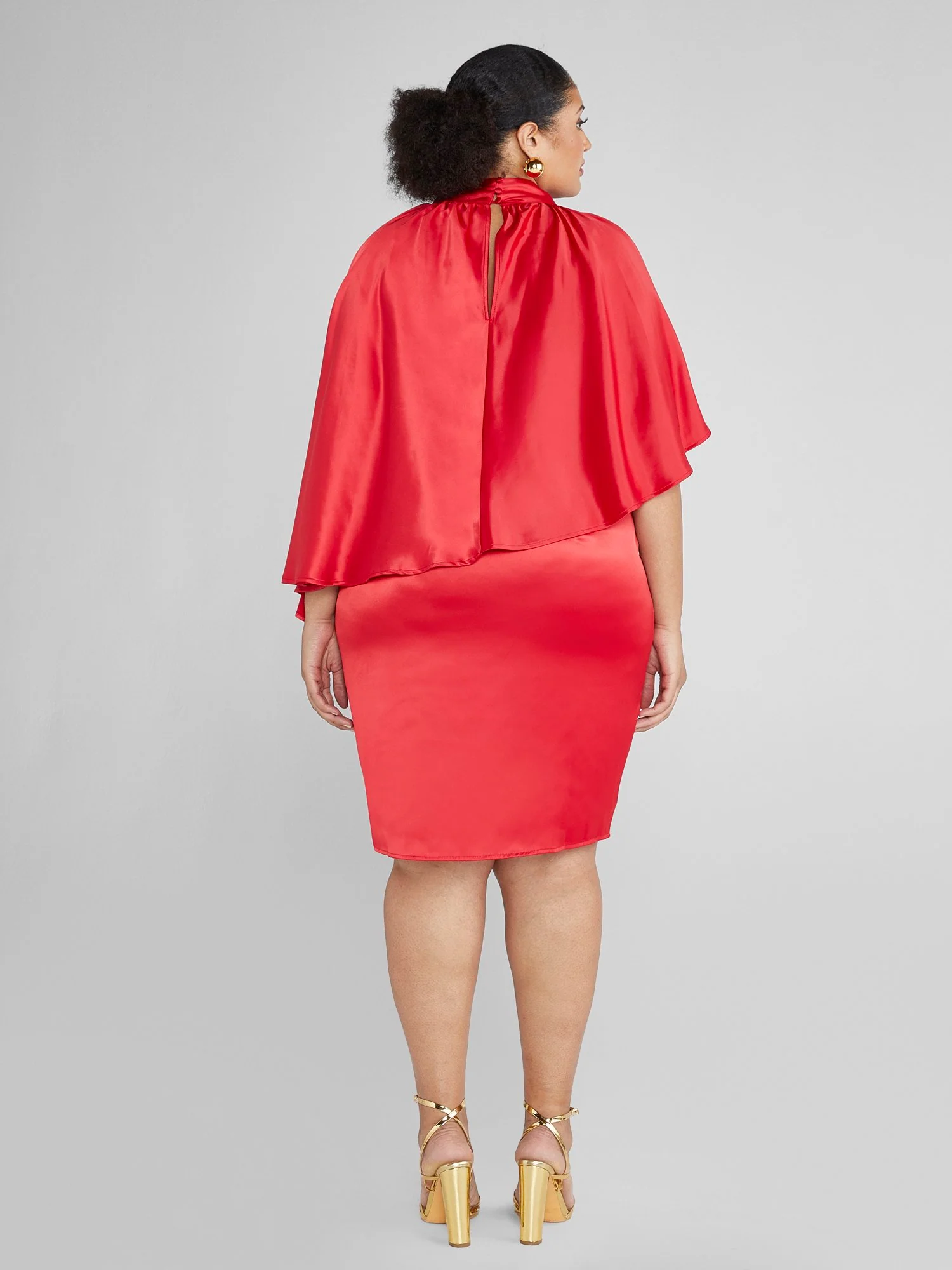 Luanne Satin Cape Dress - Image 4