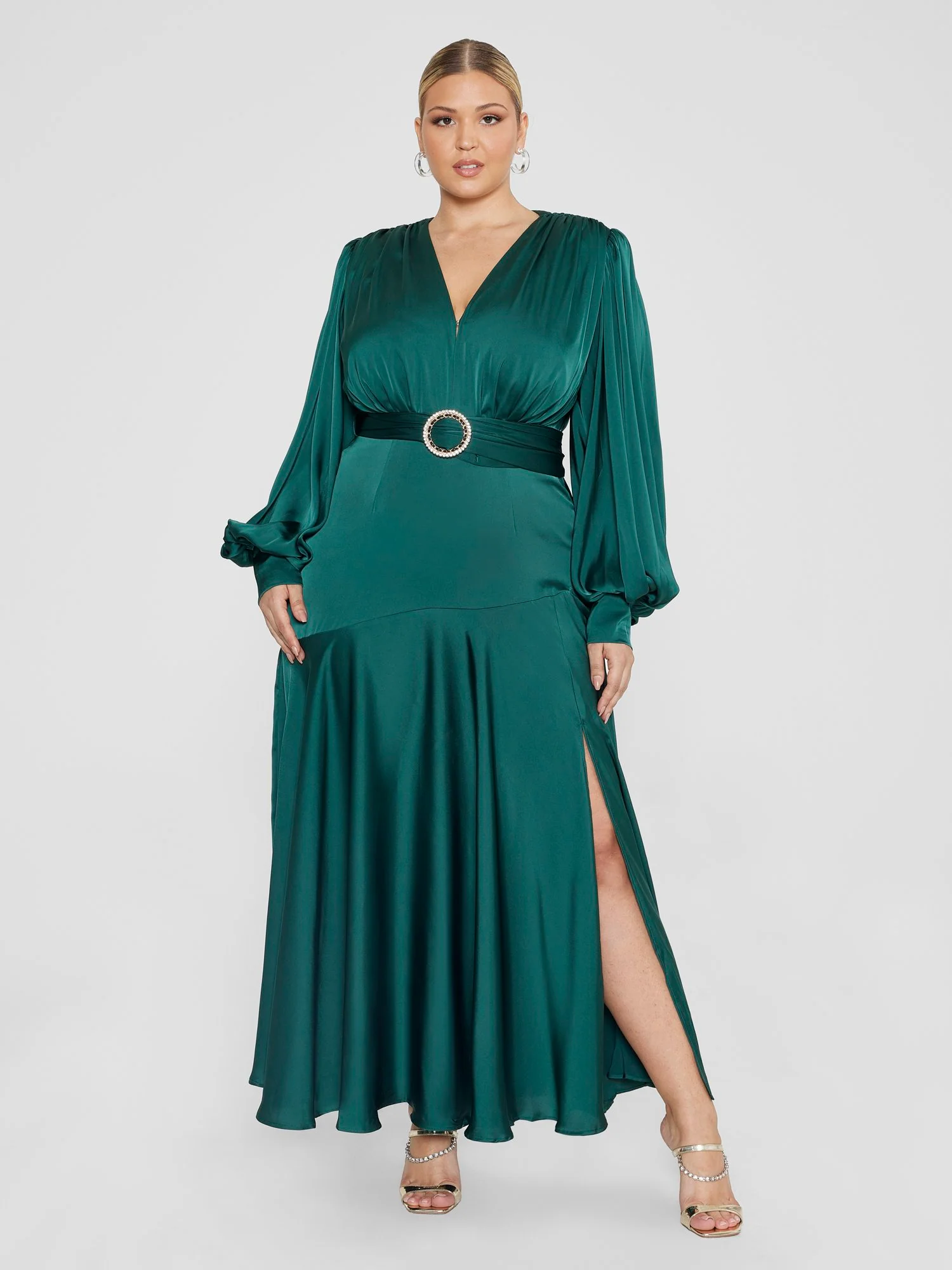Lynessa Belted Satin Maxi Dress