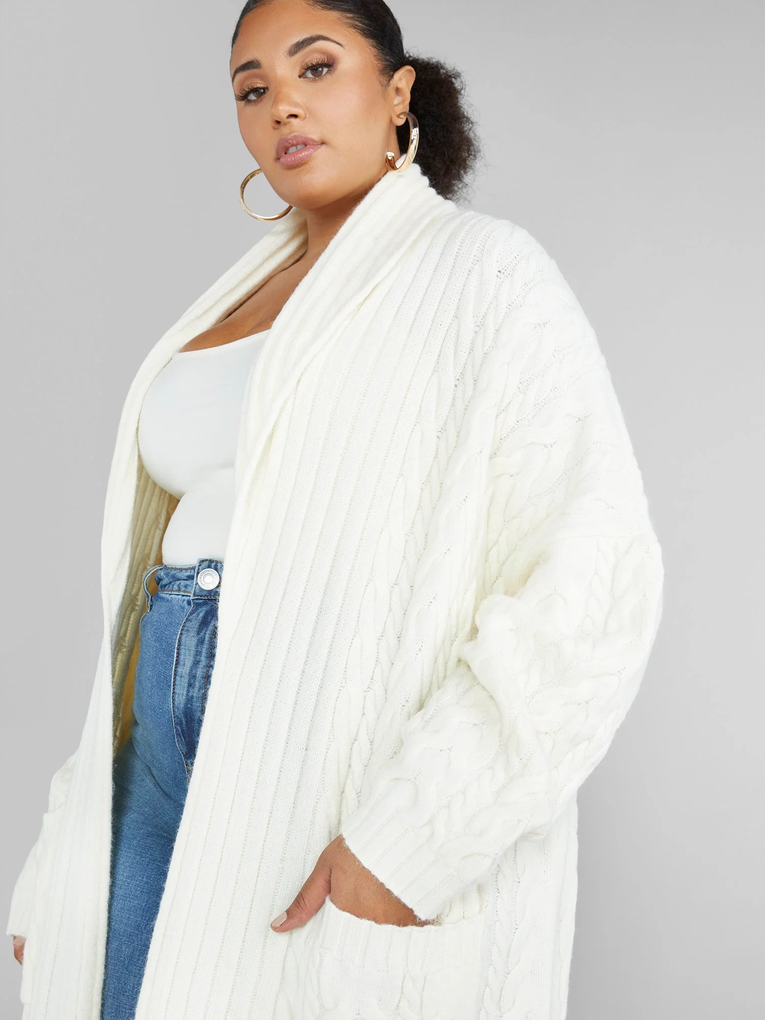 Martine Cable Knit Maxi Cardigan - Image 3