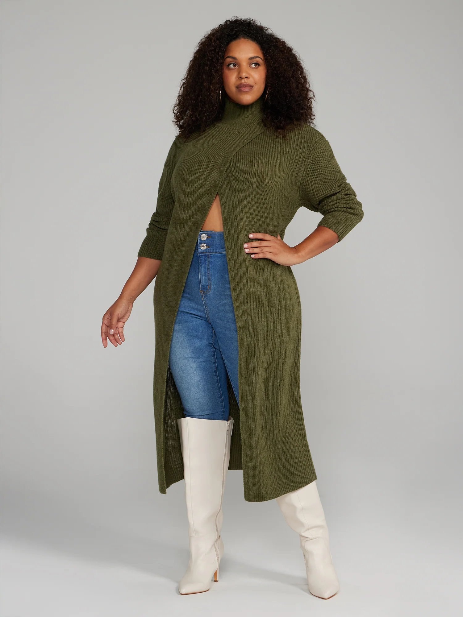 Mockneck Split Front Cardigan - Image 5