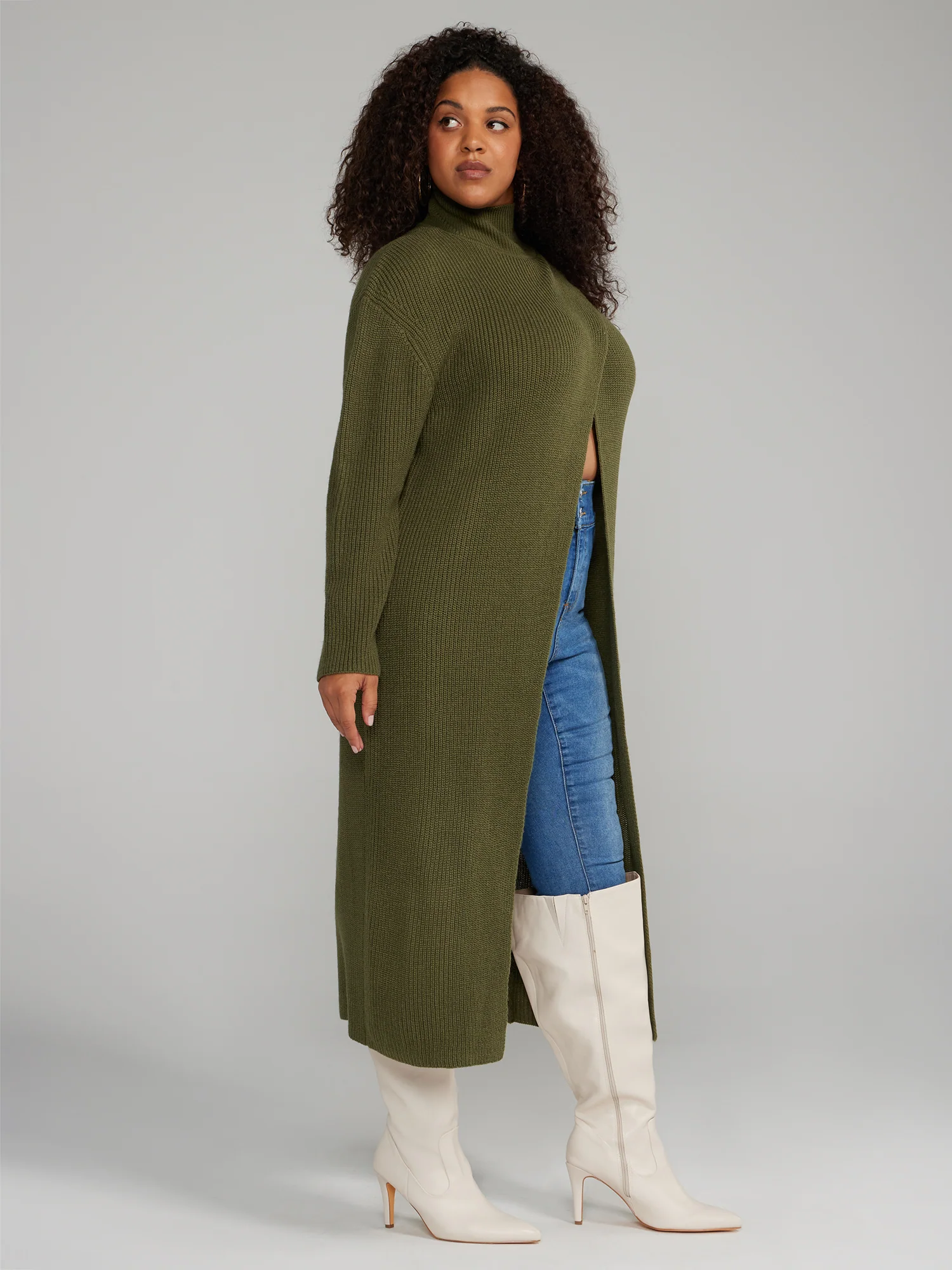 Mockneck Split Front Cardigan - Image 6