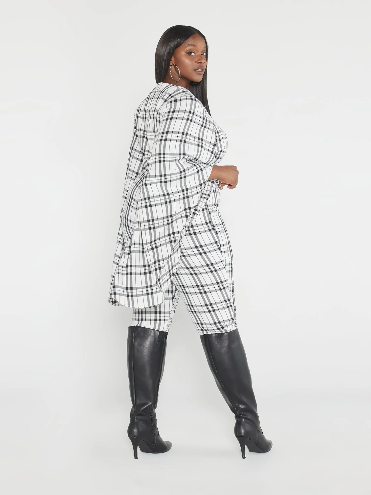 Pilar Batwing Sleeve Plaid Jumpsuit - Image 4