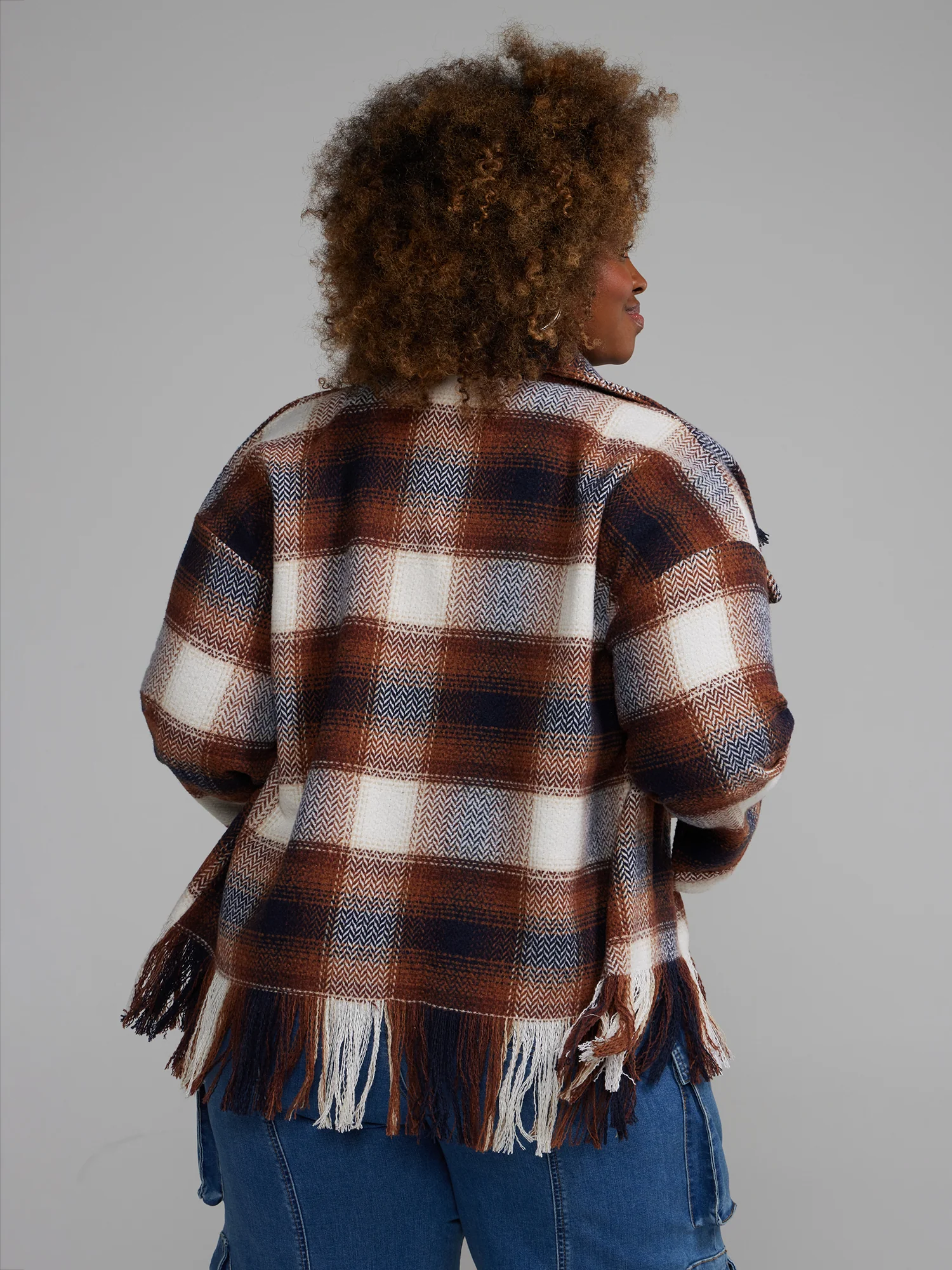 Plaid Fringe Shacket - Image 3