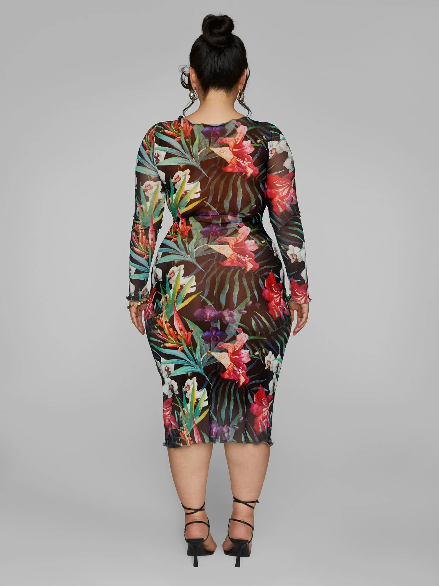 Ainsley O-Ring Tropical Print Mesh Dress - Image 4
