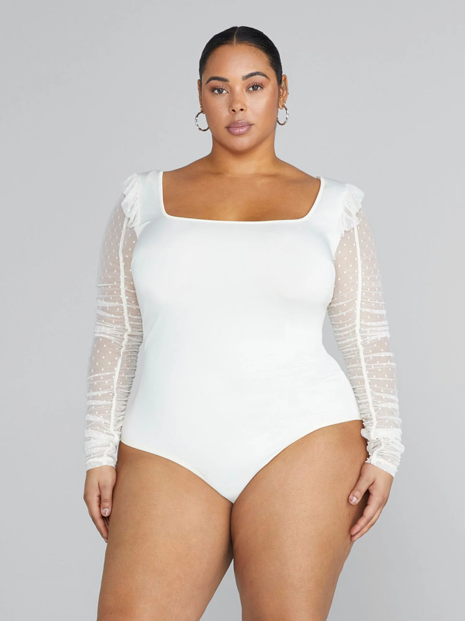 Aisha Swiss Dot Sleeve Knit Bodysuit - Image 6