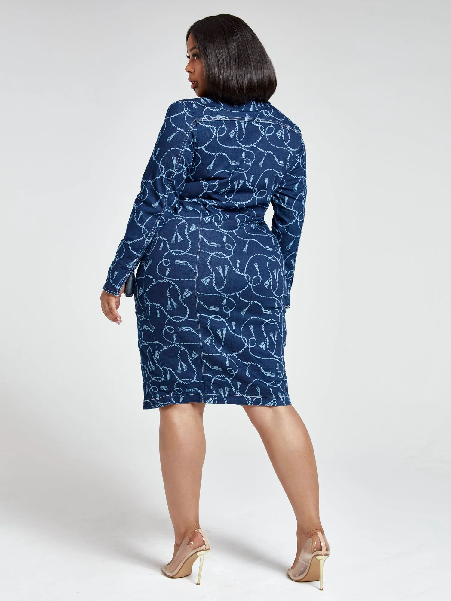 Alanna Chain Print Denim Dress - Image 3