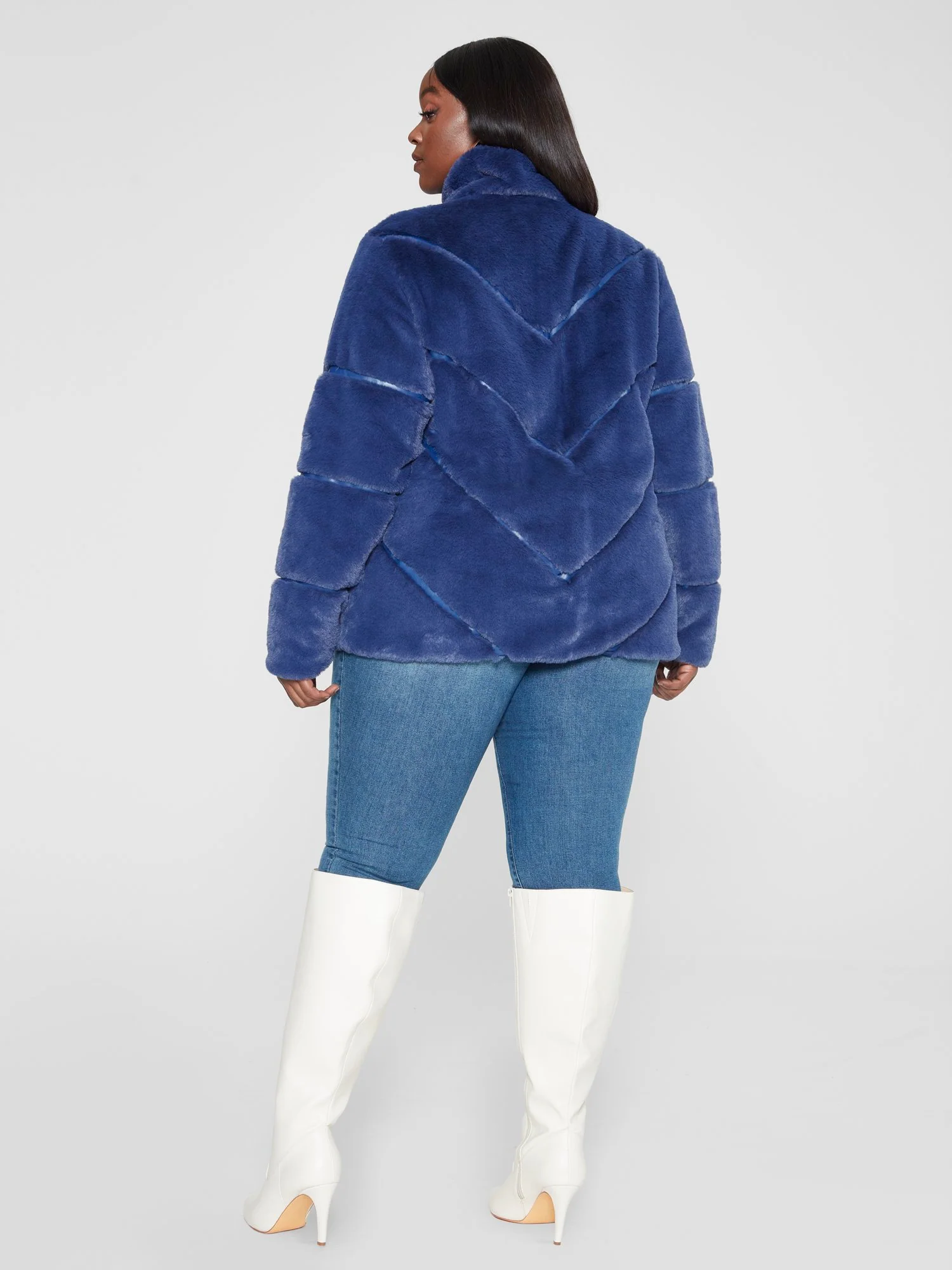 Alayna Chevron Faux Fur Coat - Image 10