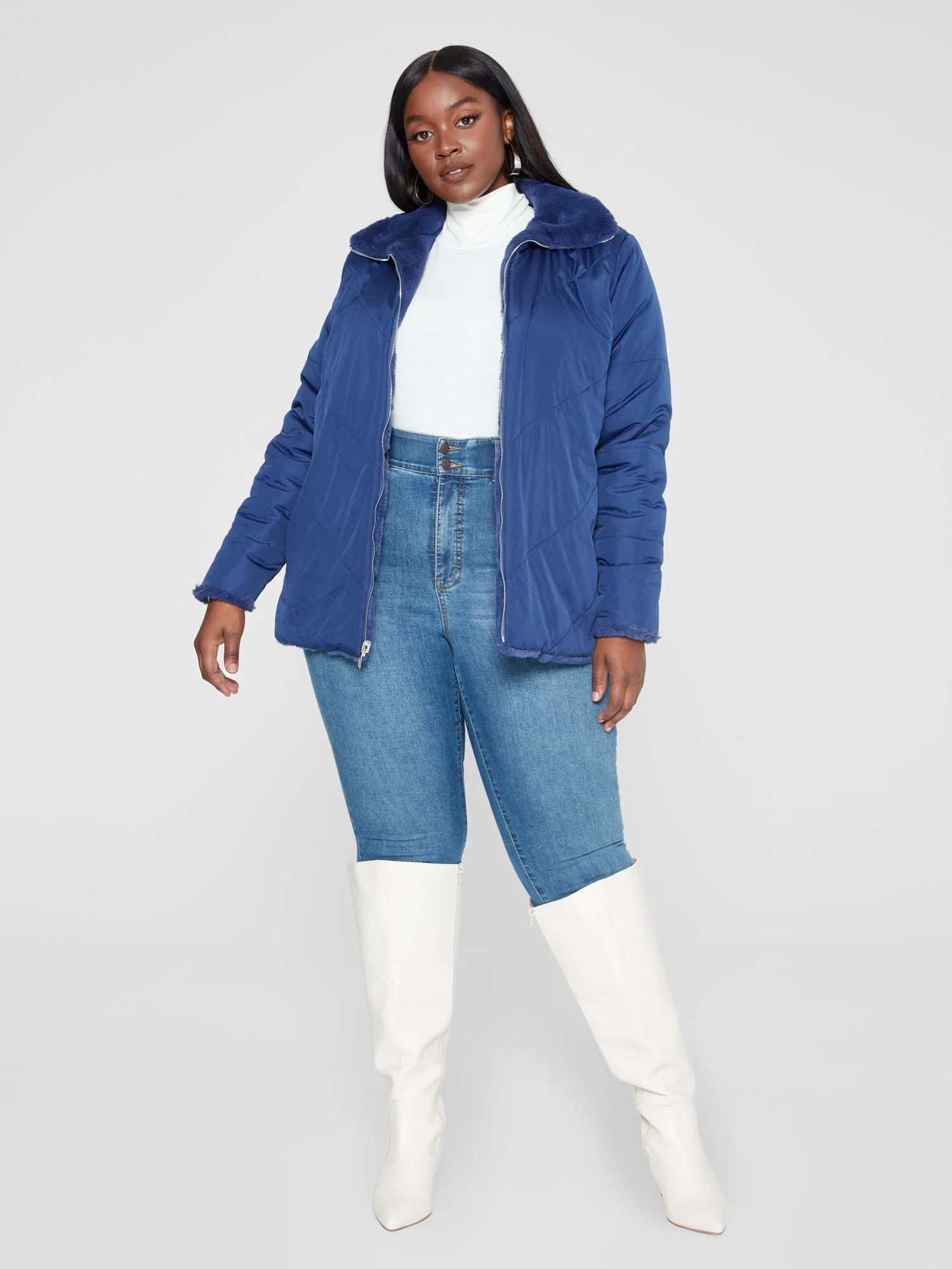 Alayna Chevron Faux Fur Coat - Image 12