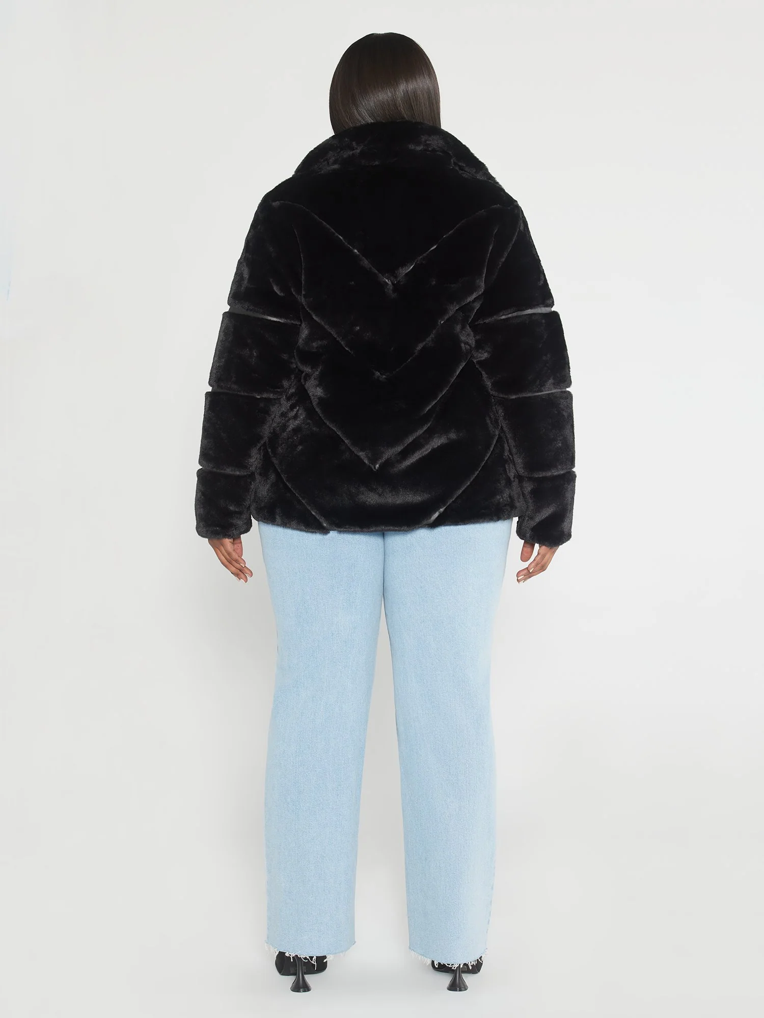 Alayna Chevron Faux Fur Coat - Image 4
