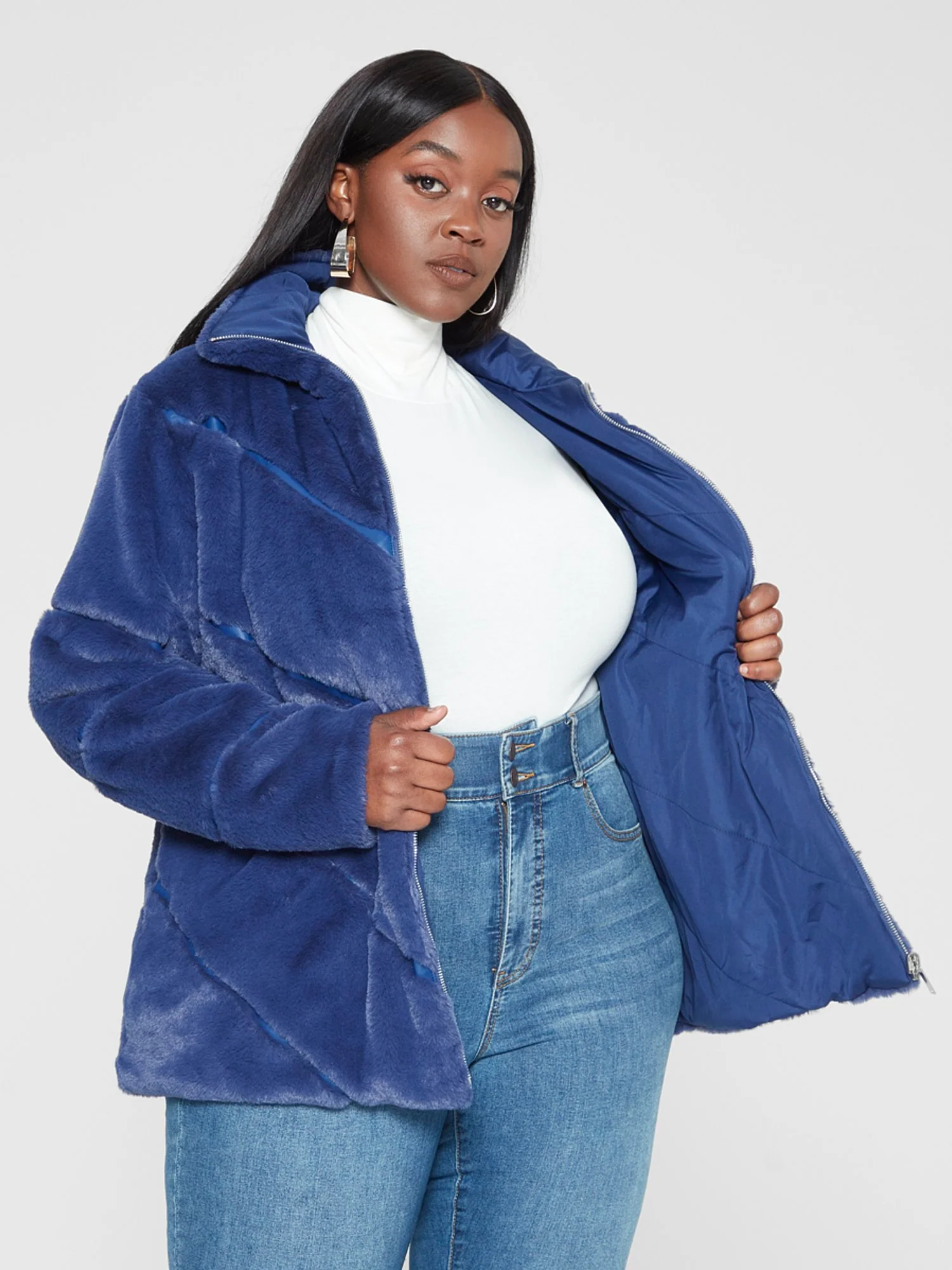 Alayna Chevron Faux Fur Coat - Image 7