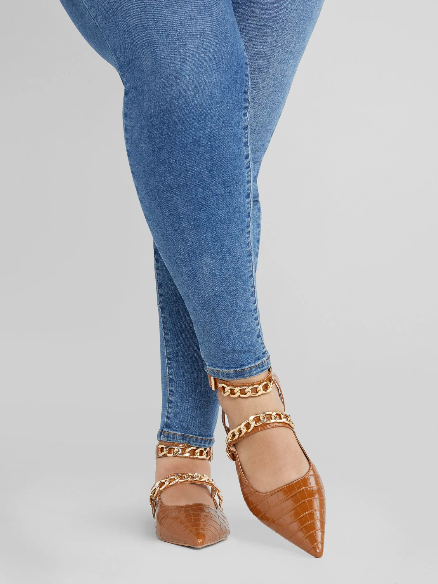 Aliza Ankle Strap Flats with Chain Detail - Image 3