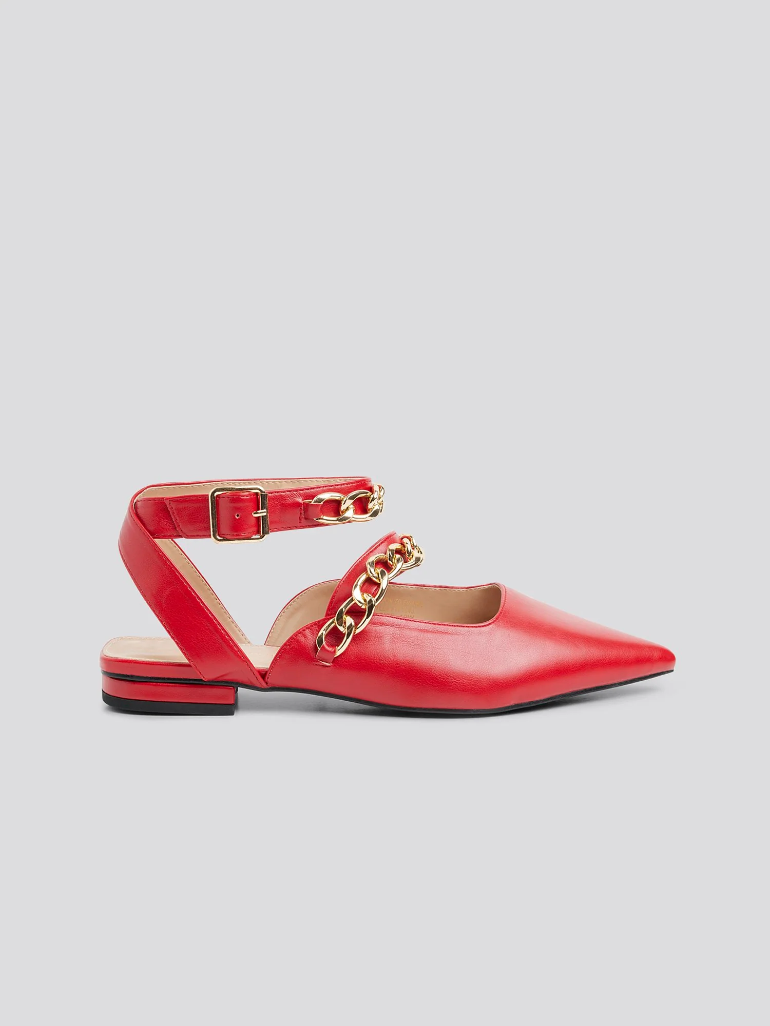 Aliza Ankle Strap Flats with Chain Detail - Image 7