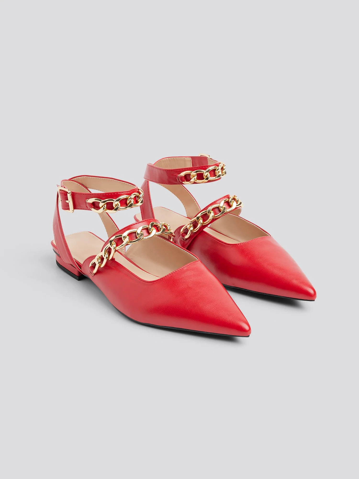 Aliza Ankle Strap Flats with Chain Detail - Image 8