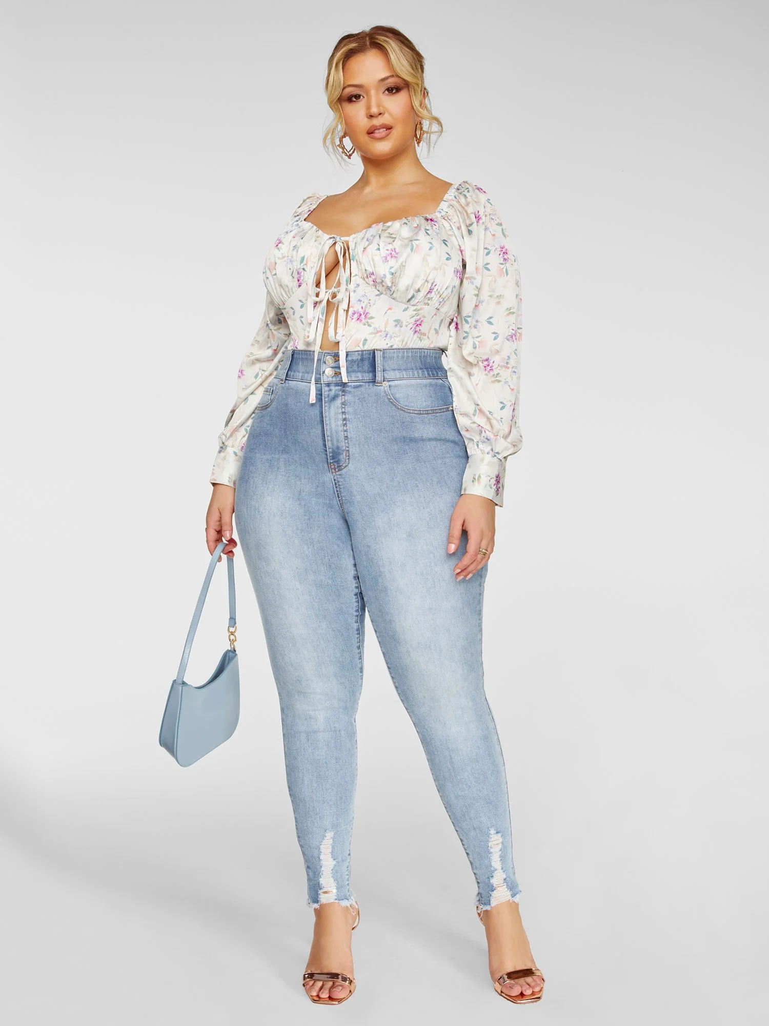 Alma Floral Print Tie Front Blouse - Image 3